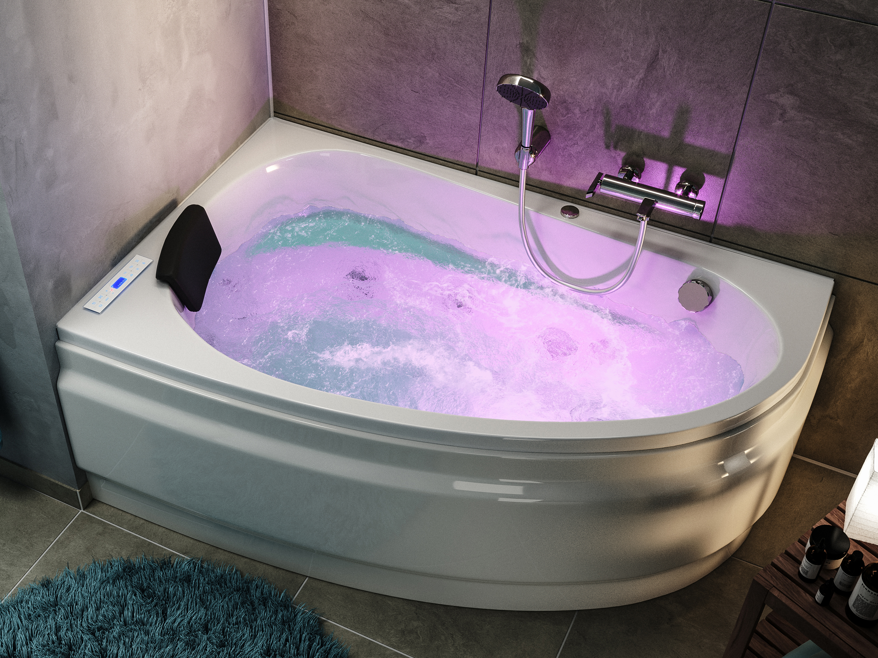 Langeck Whirlpool Stardust 150x95 links Made in Germany 22 Düsen mit Armatur