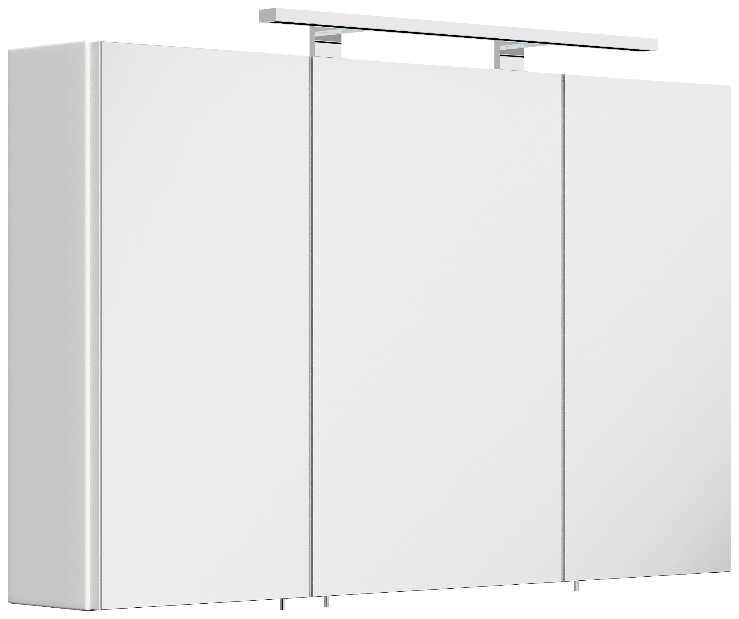 Spiegelschrank 100cm inkl. Design LED-Lampe und Glasböden weiss matt