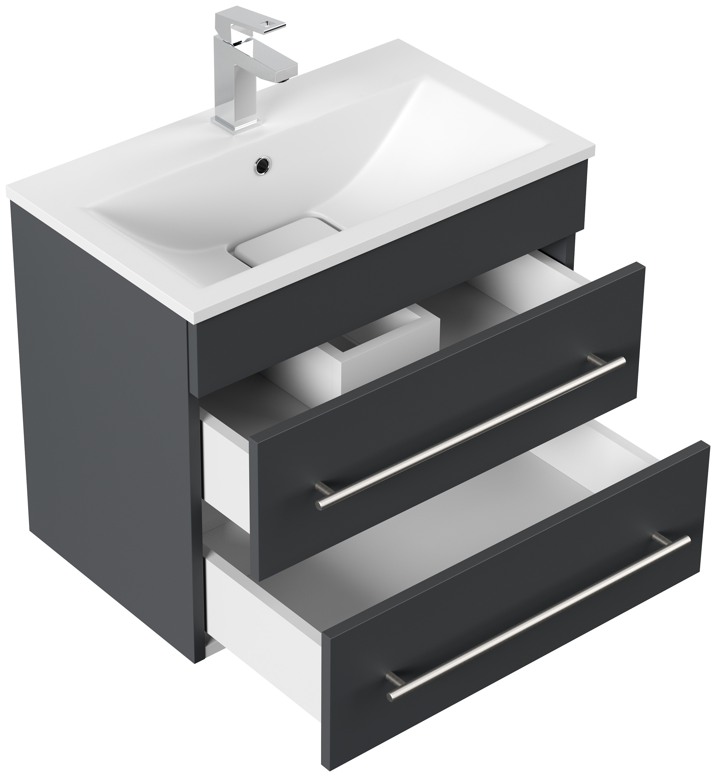 Badmöbel Mona 60x36cm mit 2 SoftClose Schubladen grafit