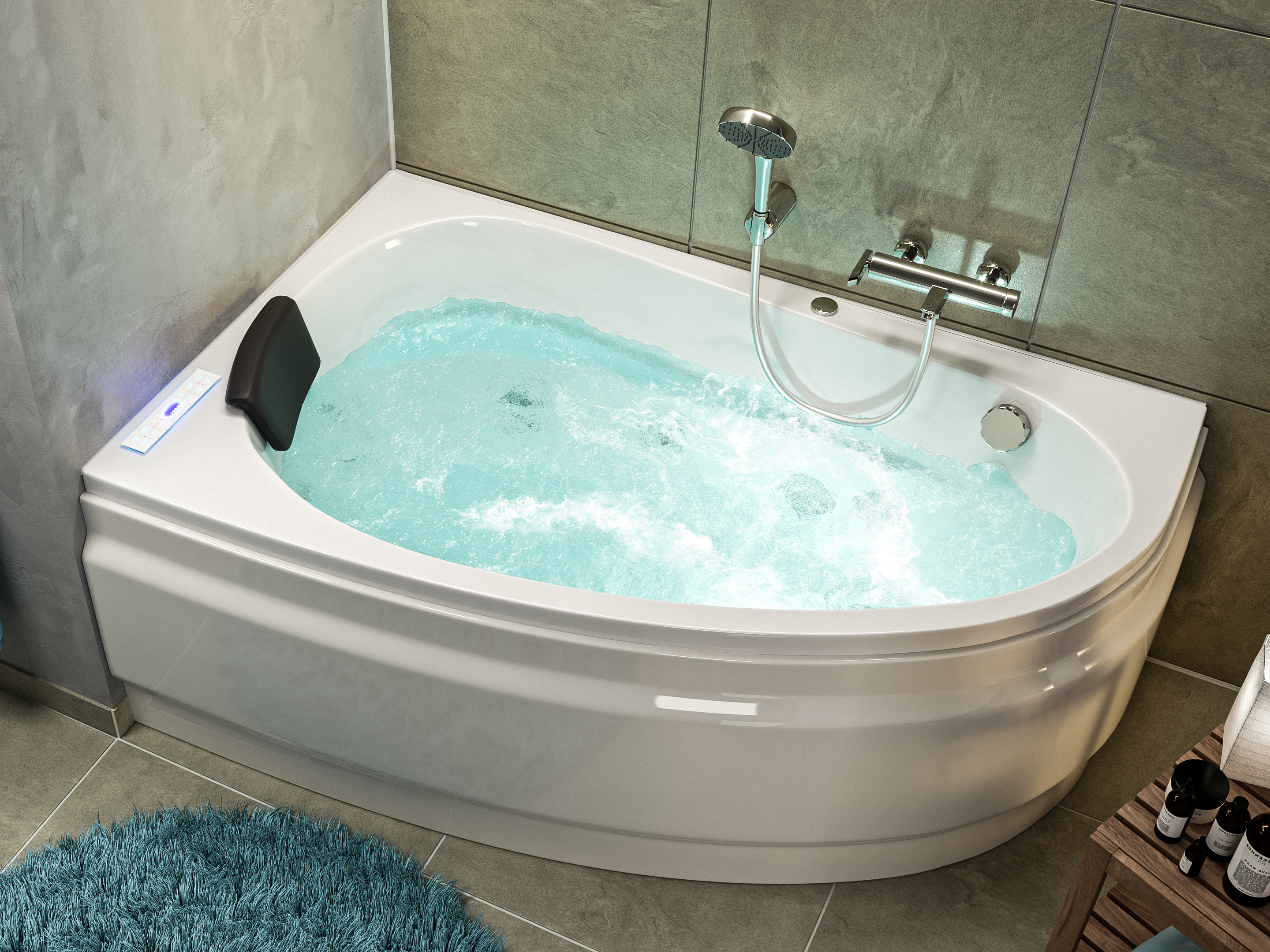 Langeck Whirlpool Stardust 150x95 links Made in Germany 22 Düsen mit Armatur