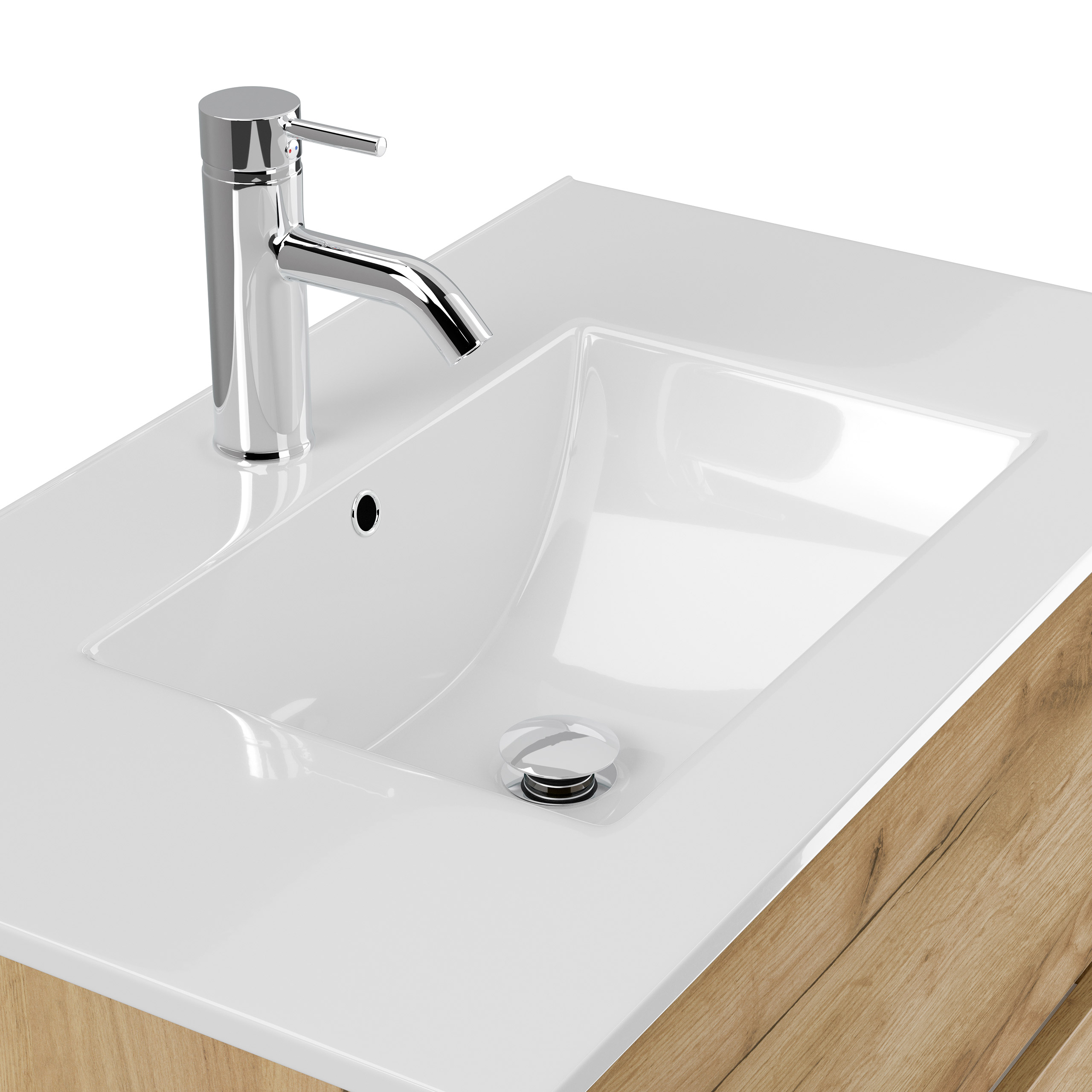Badmöbelset Taifun 70cm 4tlg mit Spiegelschrank & 2x Seitenschrank eiche gold