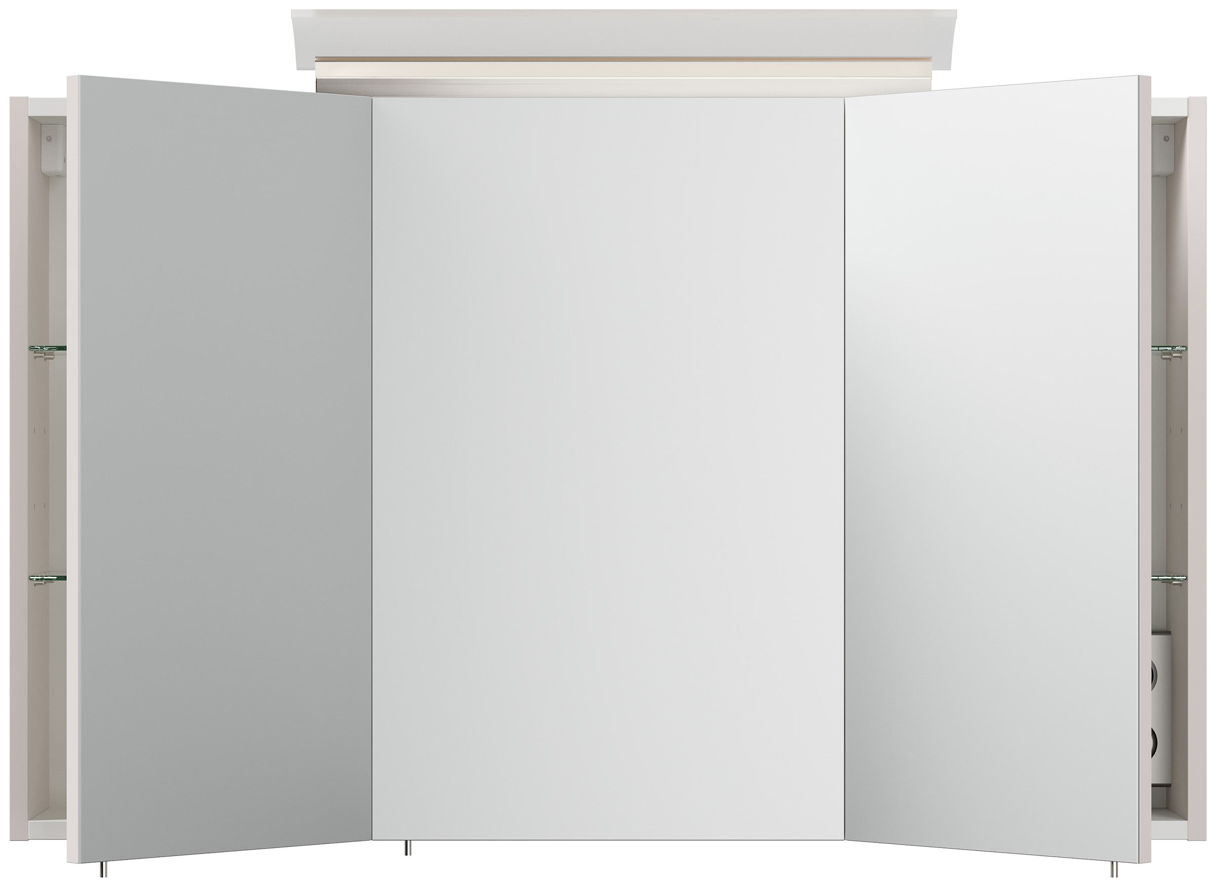 Spiegelschrank 100cm inkl. Design LED-Lampe und Glasböden eiche gold