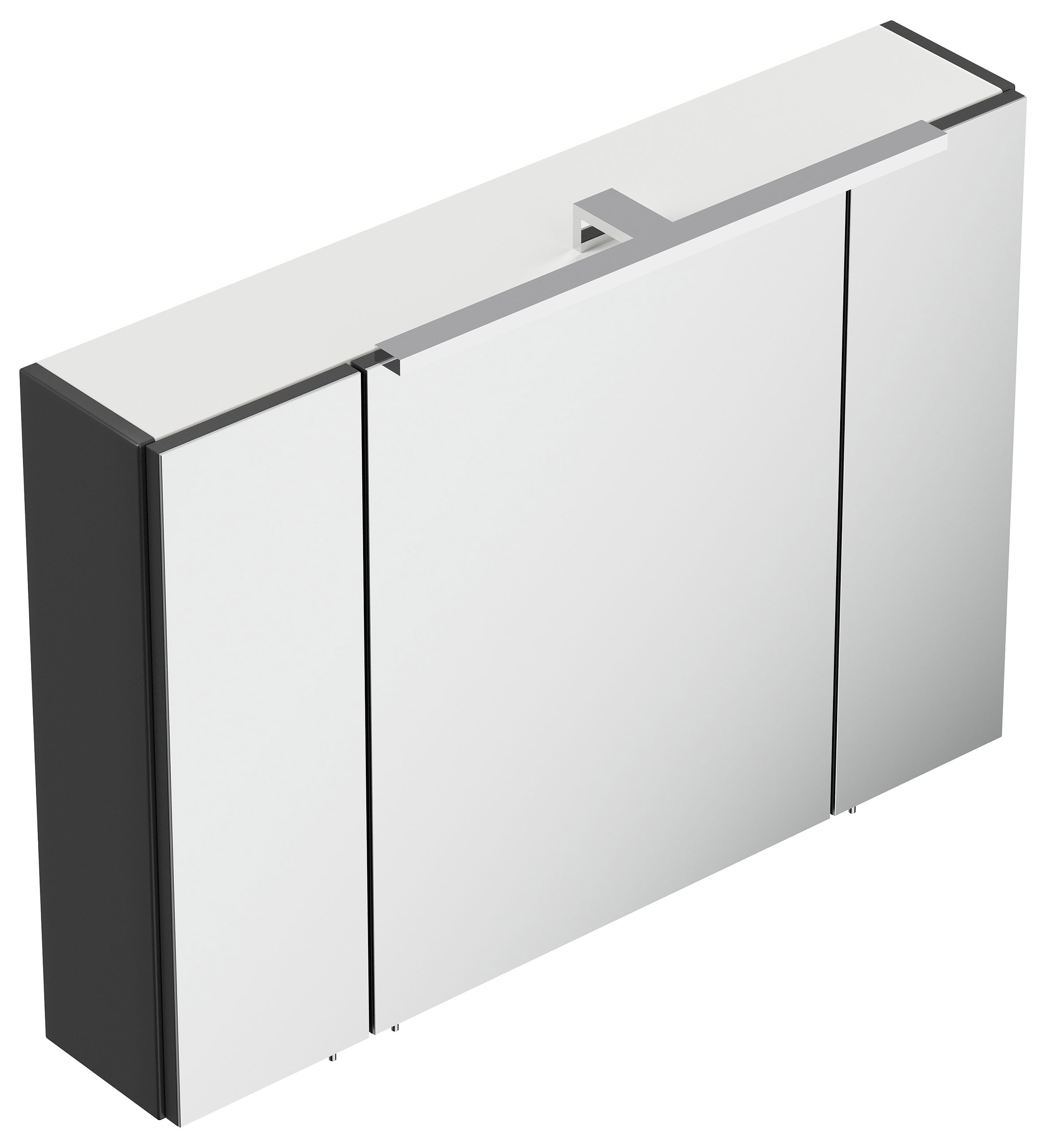 Spiegelschrank 90cm inkl. Design LED-Lampe und Glasböden schwarz