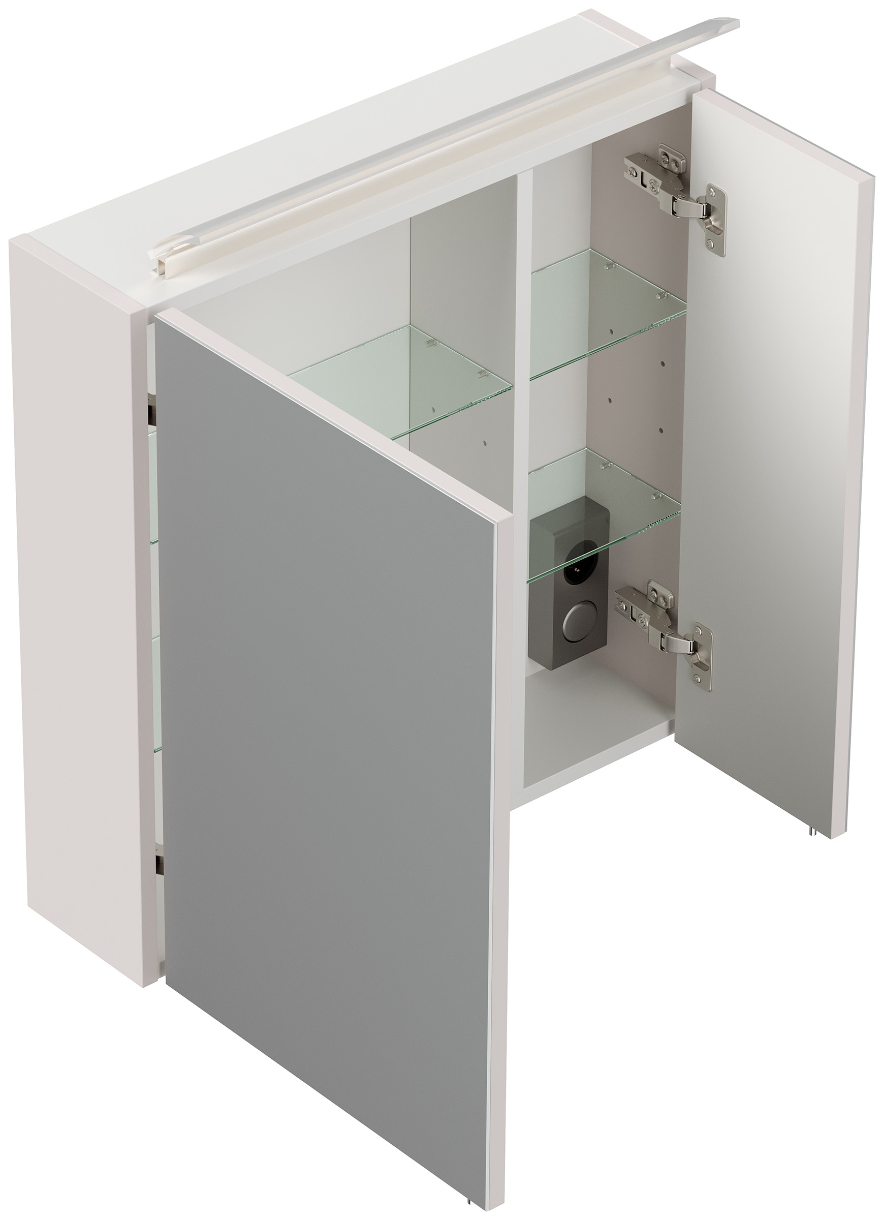 Spiegelschrank 60cm inkl. Design LED-Lampe und Glasböden eiche gold