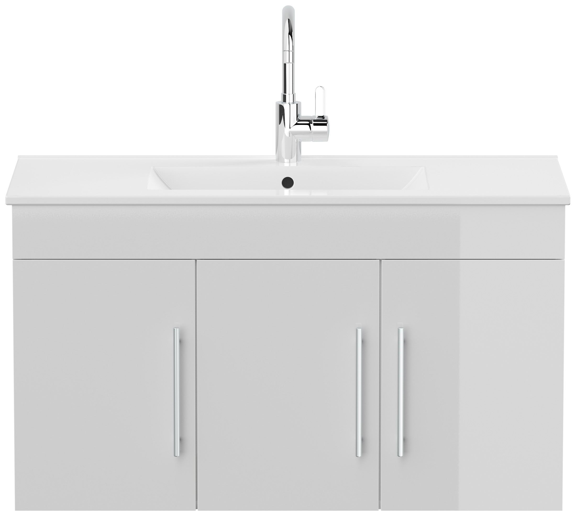 Badmöbel Venezia weiss hochglanz Waschtisch mit 3 Softclose Türen