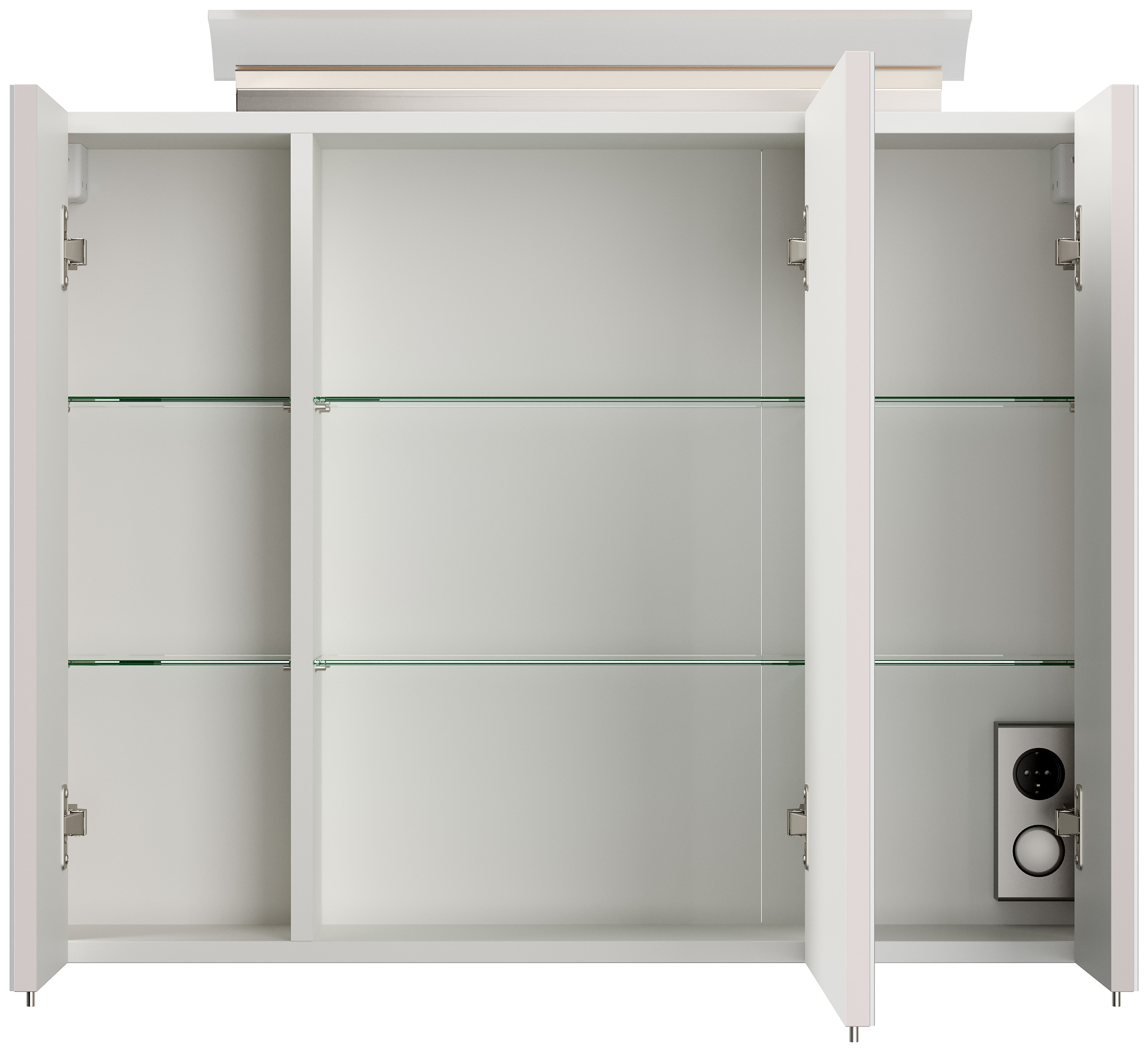 Spiegelschrank 80cm inkl. Design LED-Lampe und Glasböden eiche gold