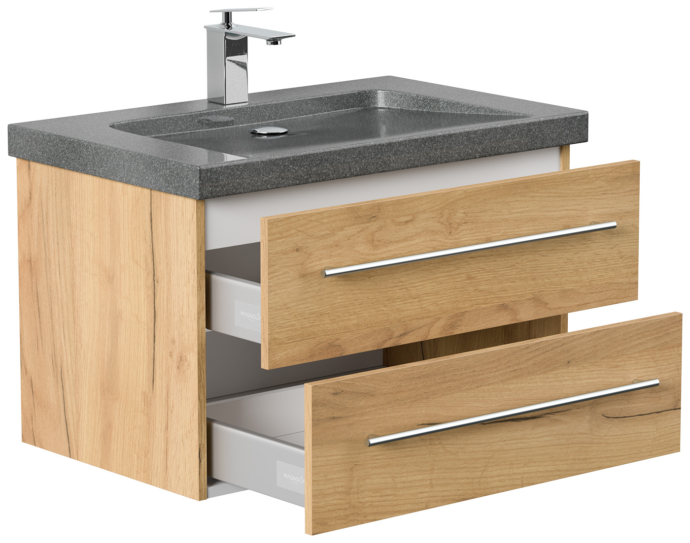 Badmöbel Granit G654 Damo 75cm 1 Hahnloch SoftClose eiche gold