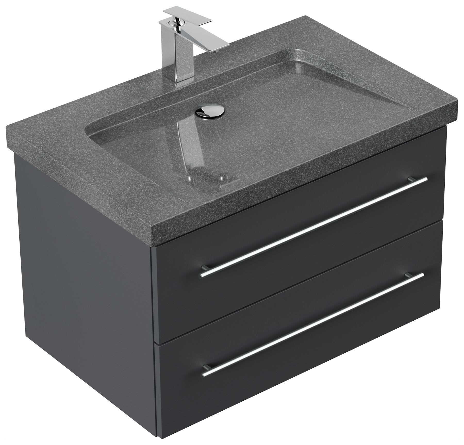 Badmöbel Granit G654 Damo 75cm 1 Hahnloch SoftClose grafit