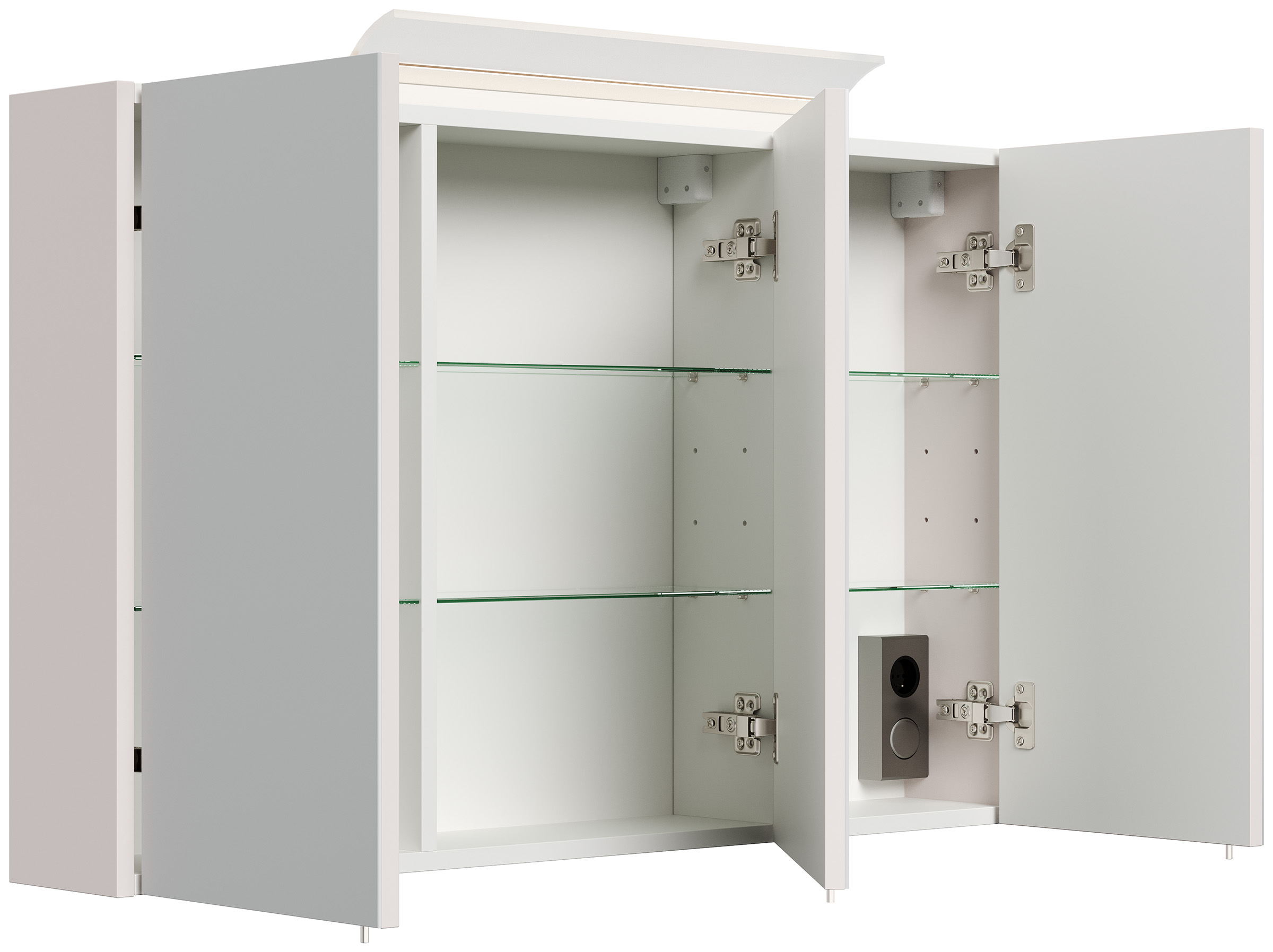 Spiegelschrank 100cm inkl. Design LED-Lampe und Glasböden eiche gold
