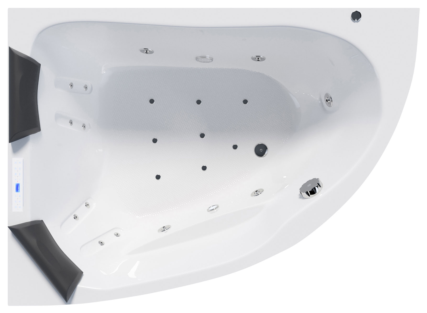 Langeck Whirlpool Royal XL 180x130 links Made in Germany 21 Düsen mit Armatur