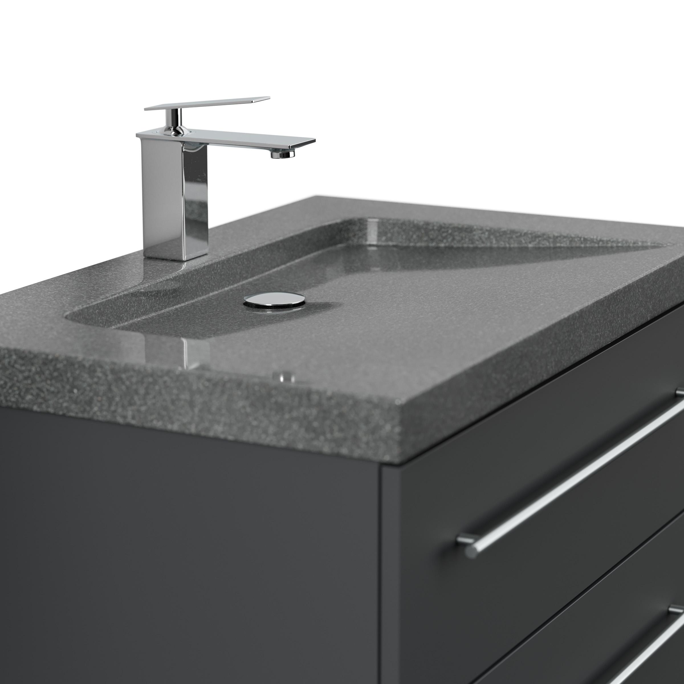 Badmöbel Granit G654 Damo 75cm 1 Hahnloch SoftClose grafit