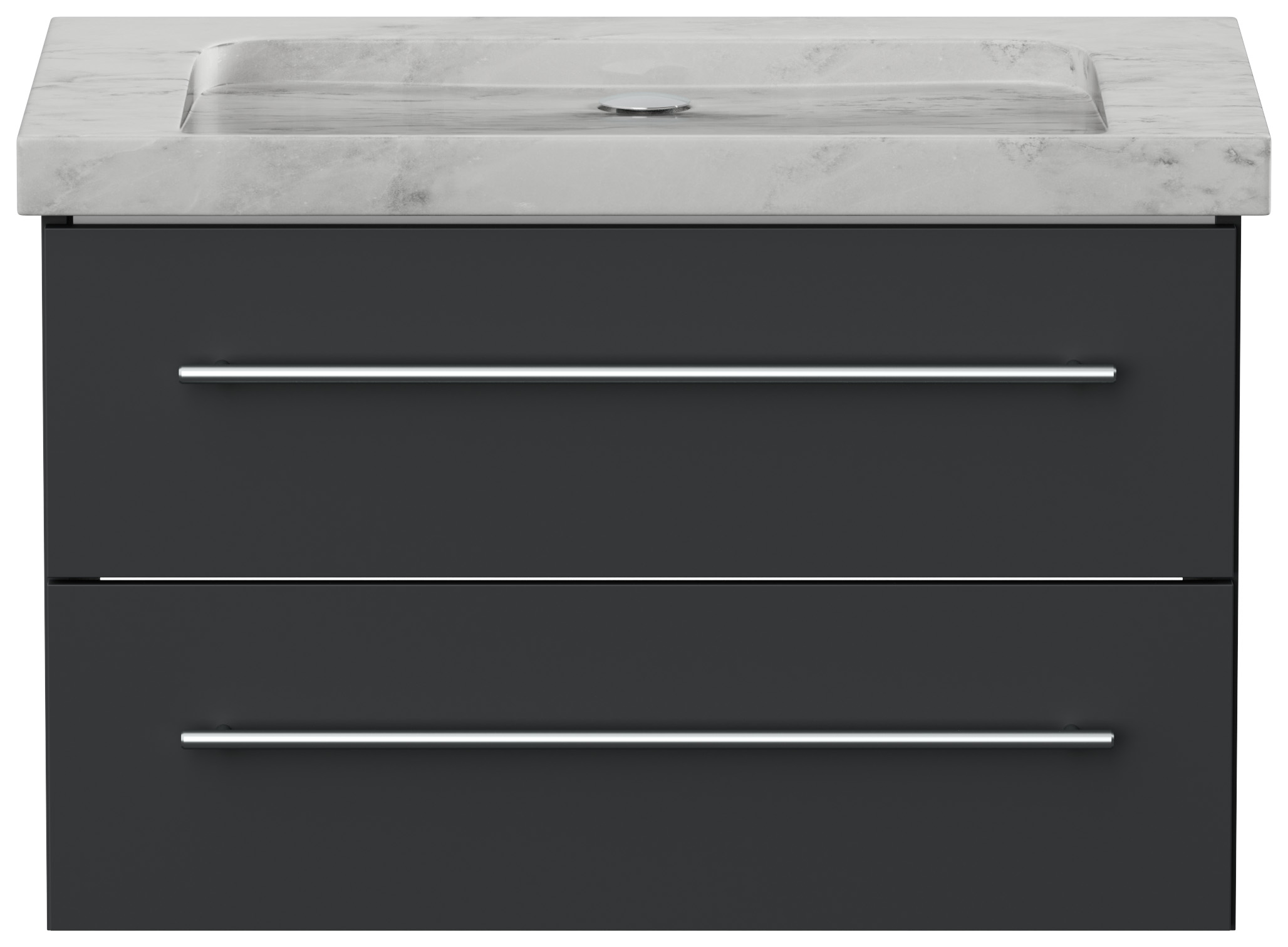 Badmöbel Marmor Carrara White Damo 75 cm ohne Hahnloch SoftClose grafit