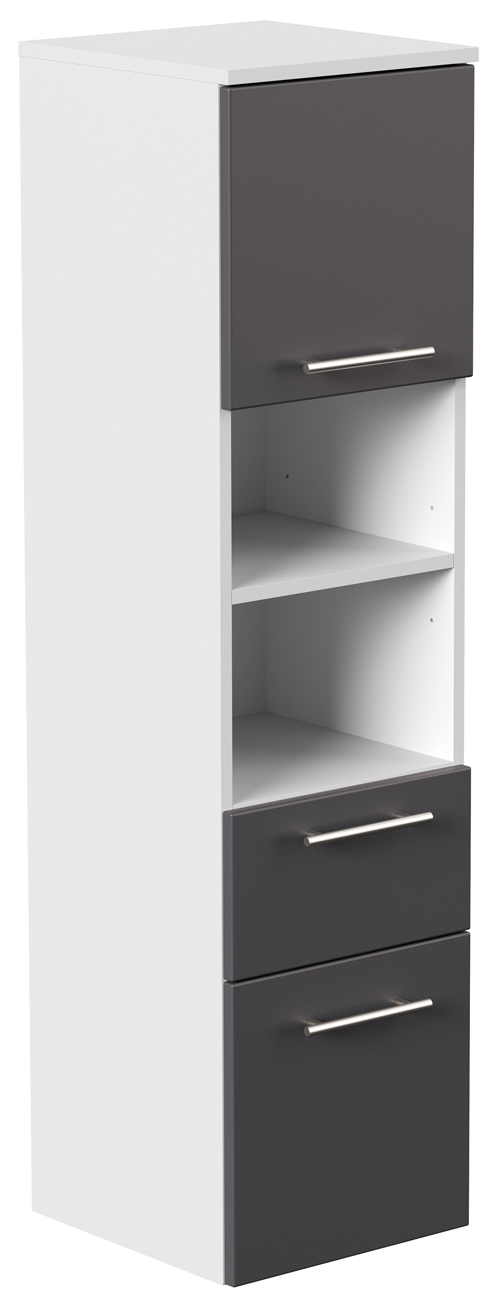 Hochschrank SANTINI 135cm weiss matt mit Fronten in eiche hell