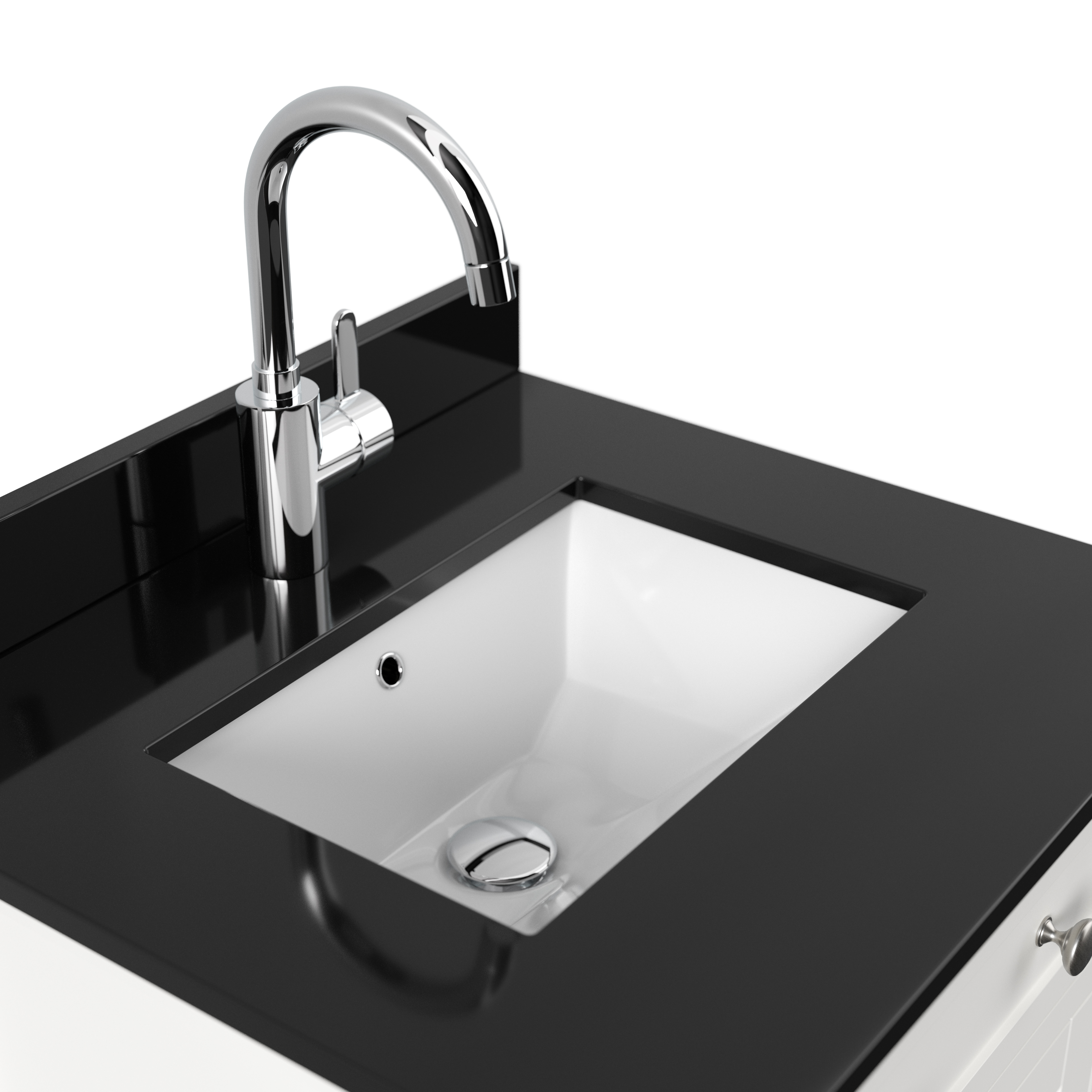 Landhaus Badmöbel-Set 2tlg Postigo 60 Quarz schwarz montiert weiss lackiert