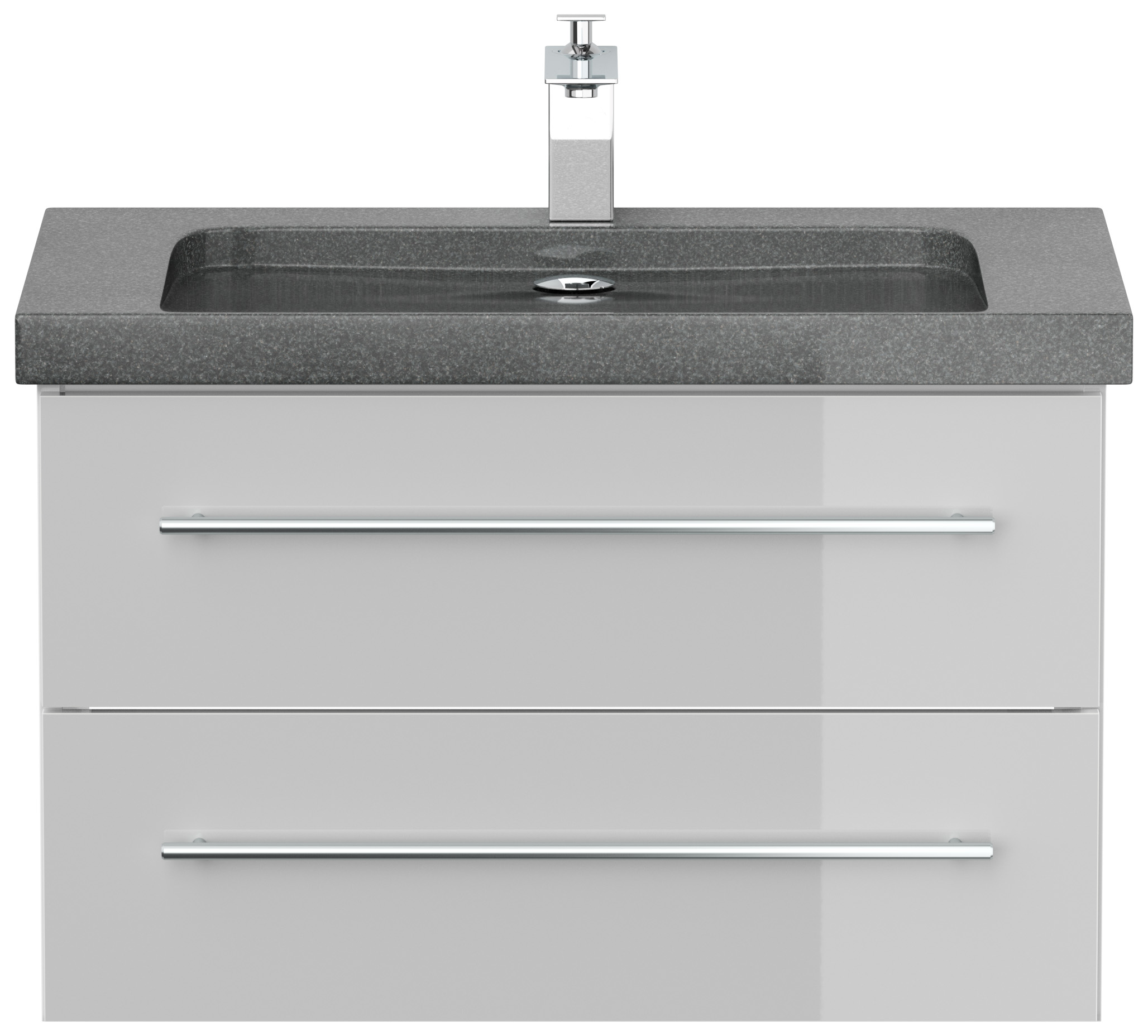 Badmöbel Granit G654 Damo 75cm 1 Hahnloch SoftClose weiß hochglanz