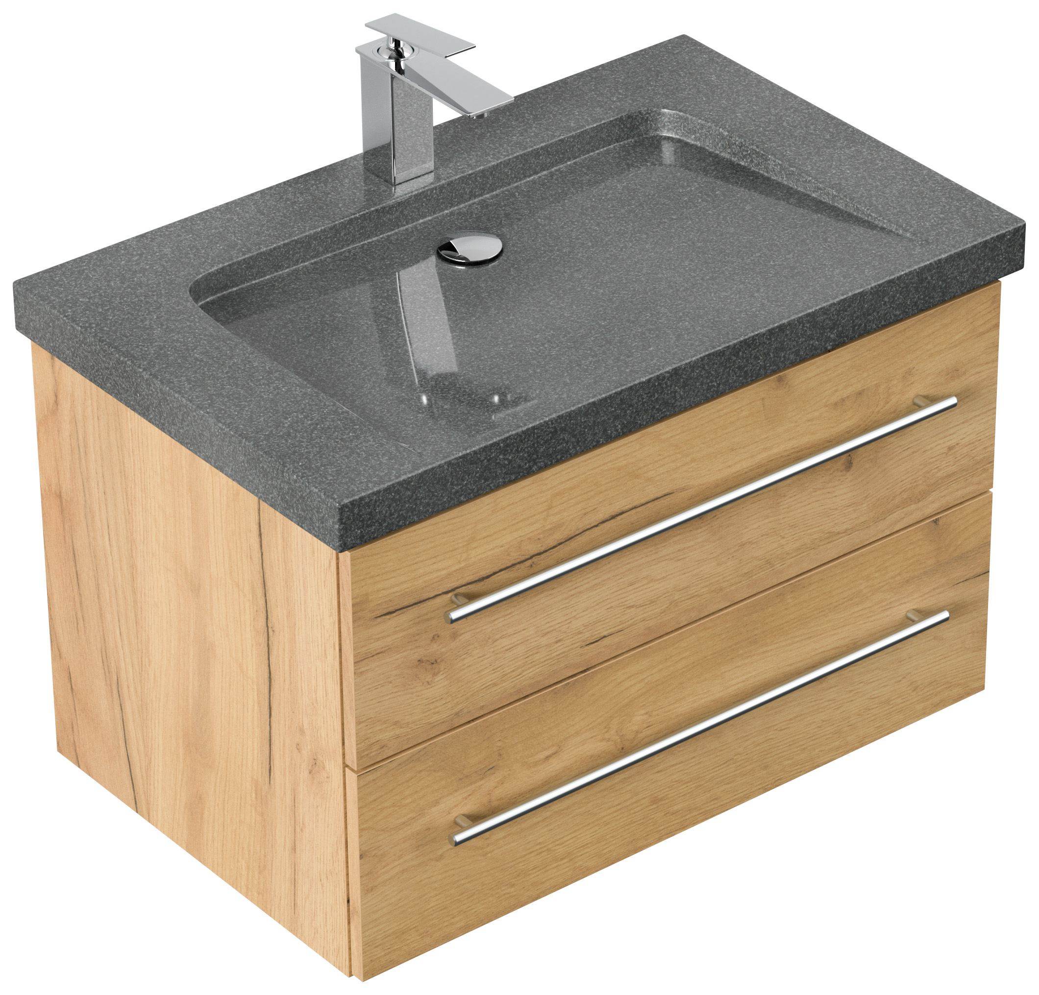 Badmöbel Granit G654 Damo 75cm 1 Hahnloch SoftClose eiche gold