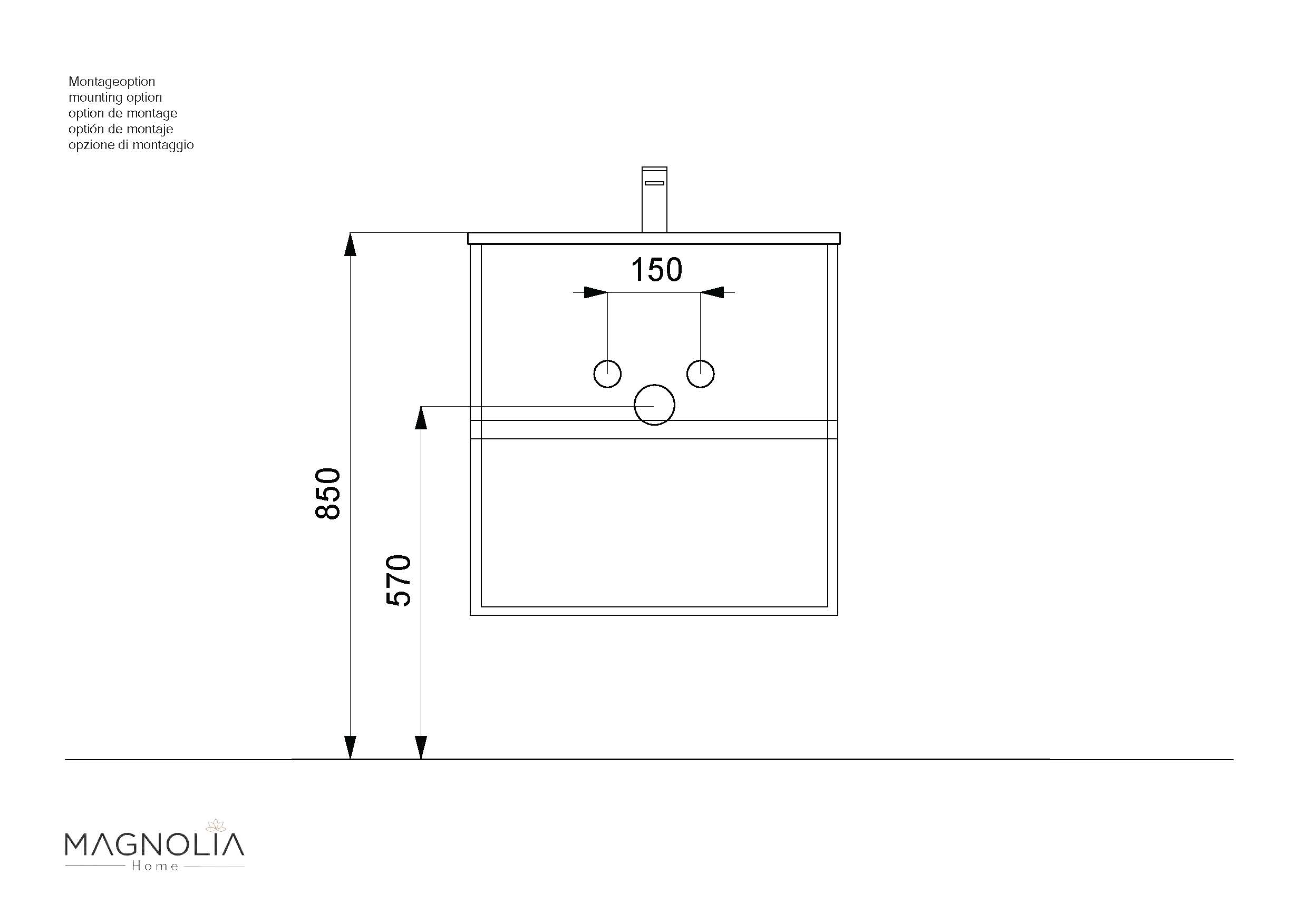 Badmöbelset Taifun 60cm 4tlg mit Spiegelschrank & 2x Badschrank eiche gold