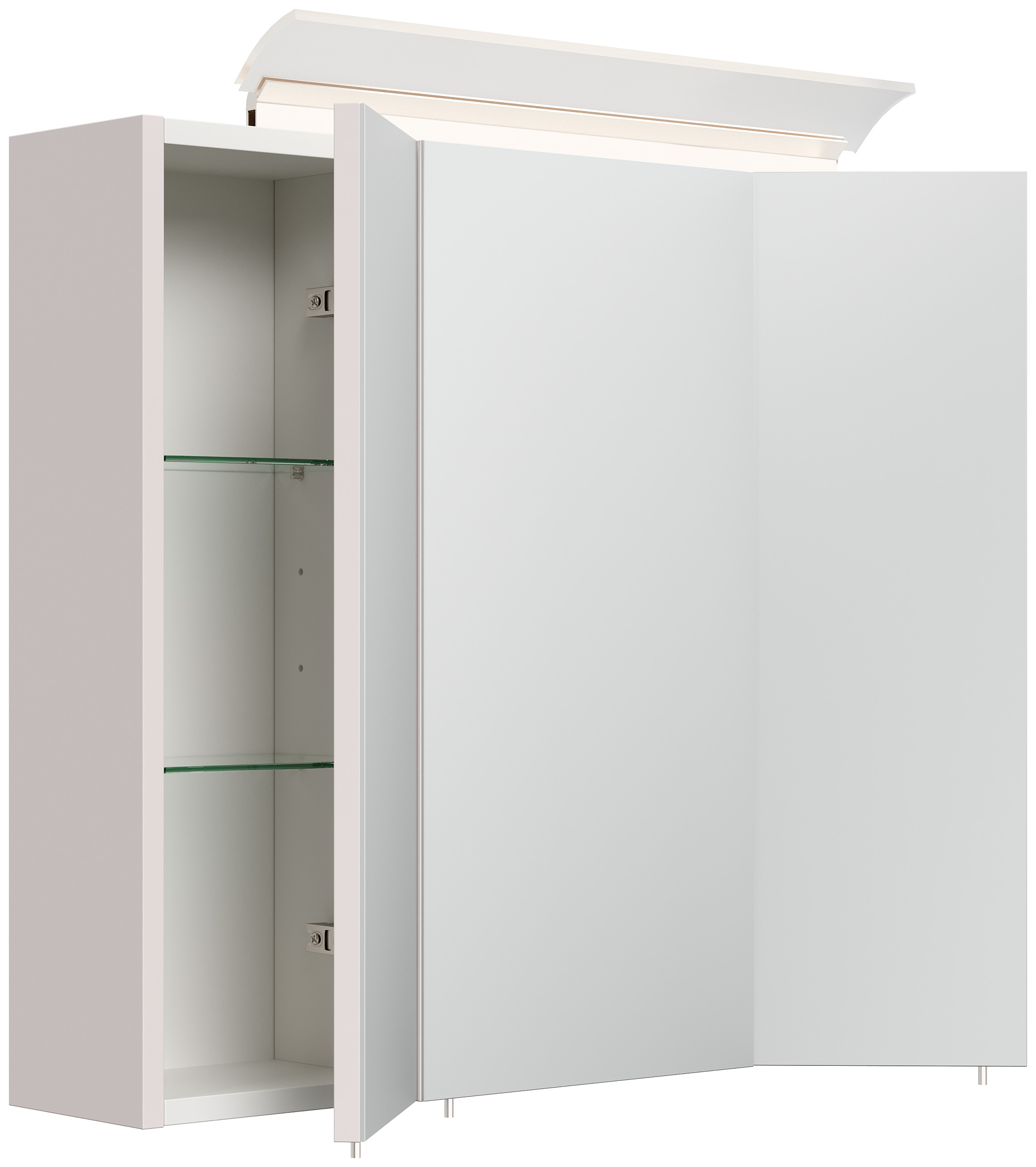 Spiegelschrank 70cm inkl. Design LED-Lampe und Glasböden eiche gold