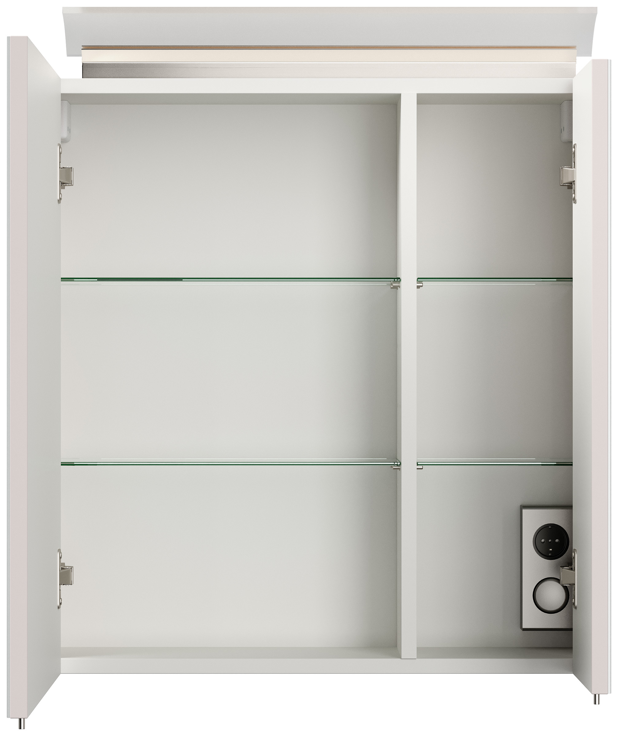 Spiegelschrank 60cm inkl. Design LED-Lampe und Glasböden eiche gold
