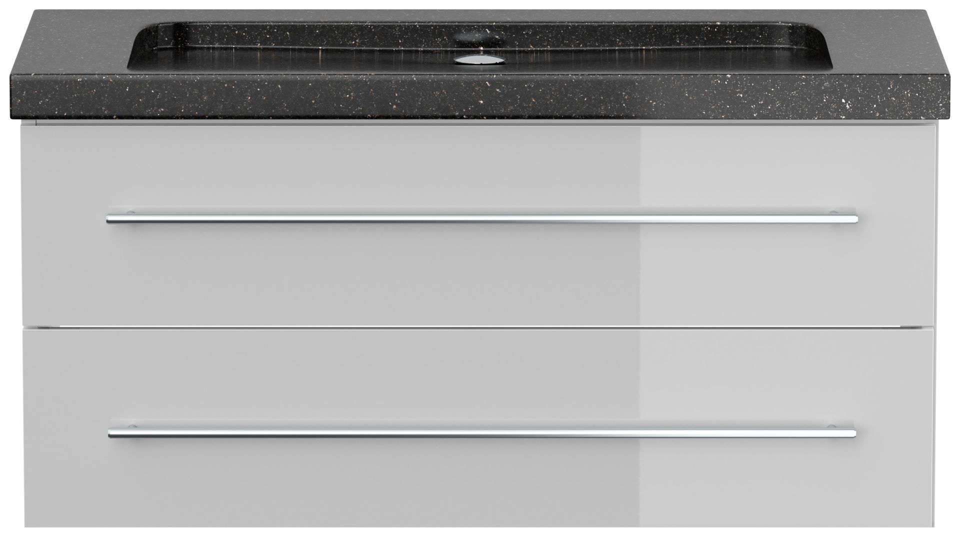 Badmöbel Granit Galaxy Black Damo 100 cm ohne Hahnloch SoftClose grafit