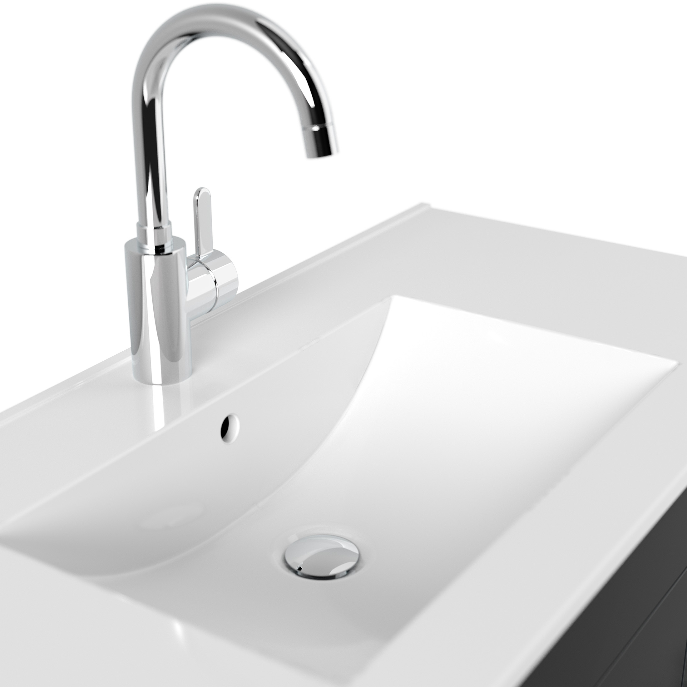 Badmöbel Venezia weiss hochglanz Waschtisch mit 3 Softclose Türen
