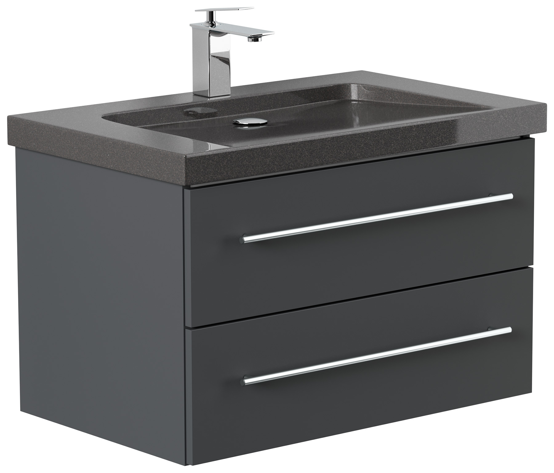 Badmöbel Granit India Black Damo 75 cm 1 Hahnloch SoftClose grafit