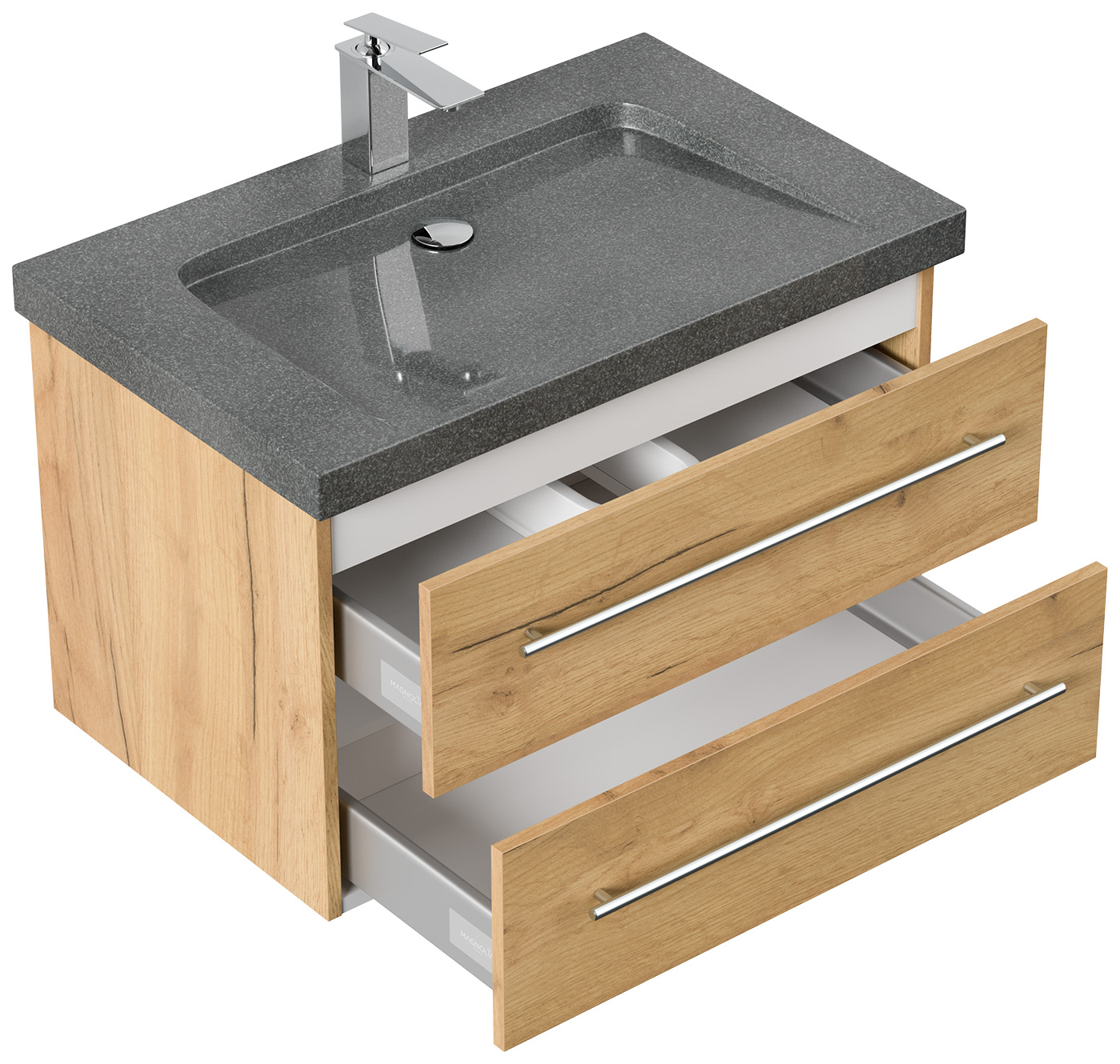Badmöbel Granit G654 Damo 75cm 1 Hahnloch SoftClose eiche gold