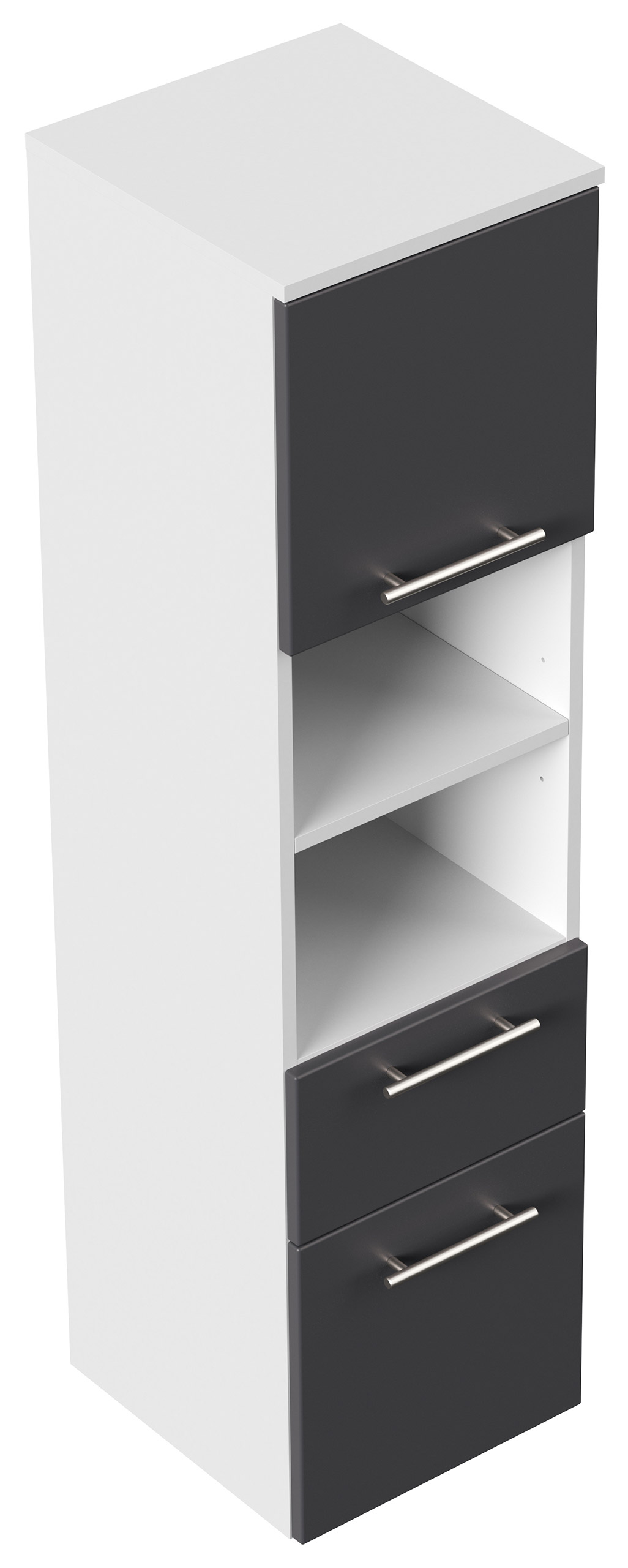 Hochschrank SANTINI 135cm weiss matt mit Fronten in eiche hell