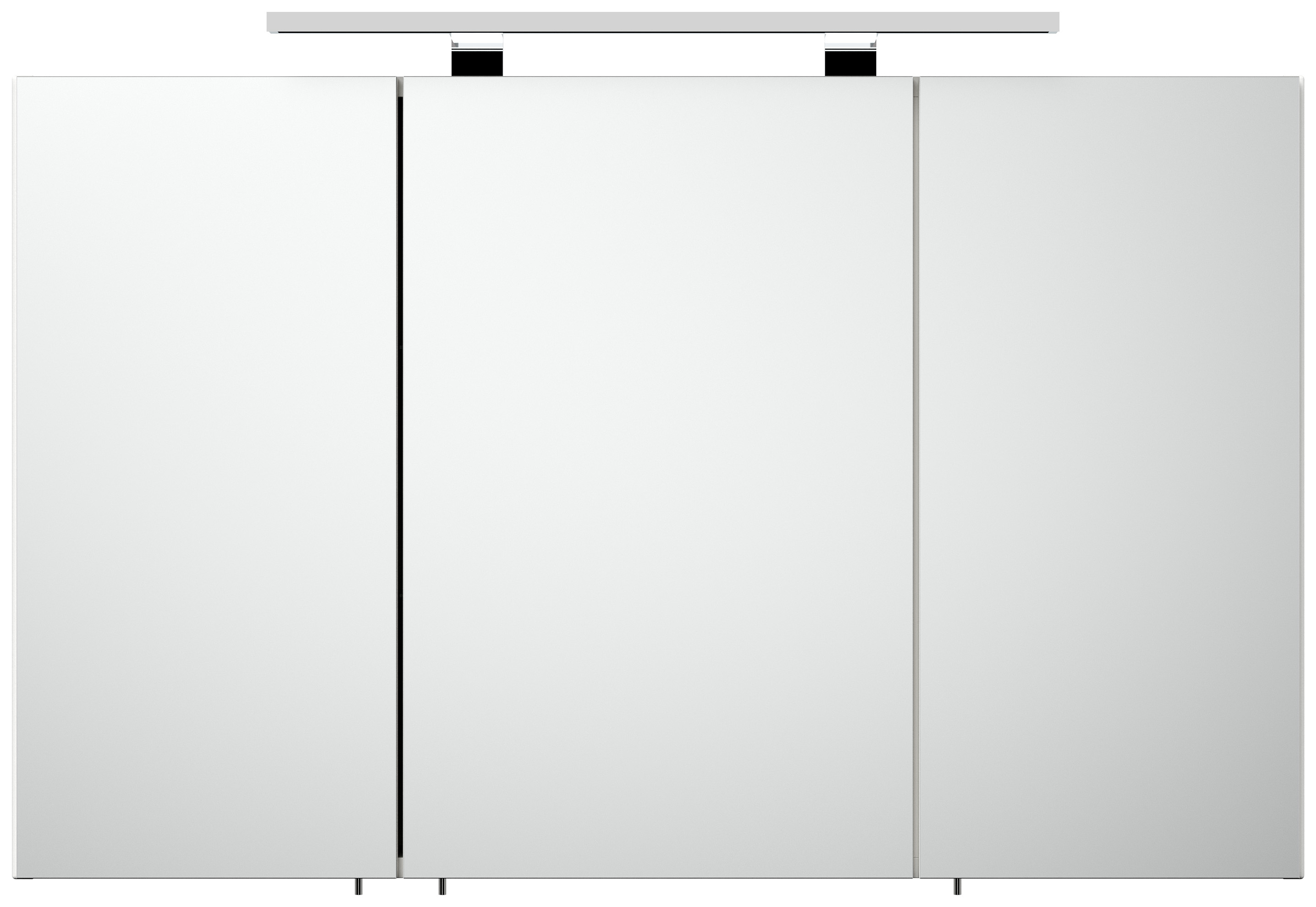 Spiegelschrank 100cm inkl. Design LED-Lampe und Glasböden weiss matt