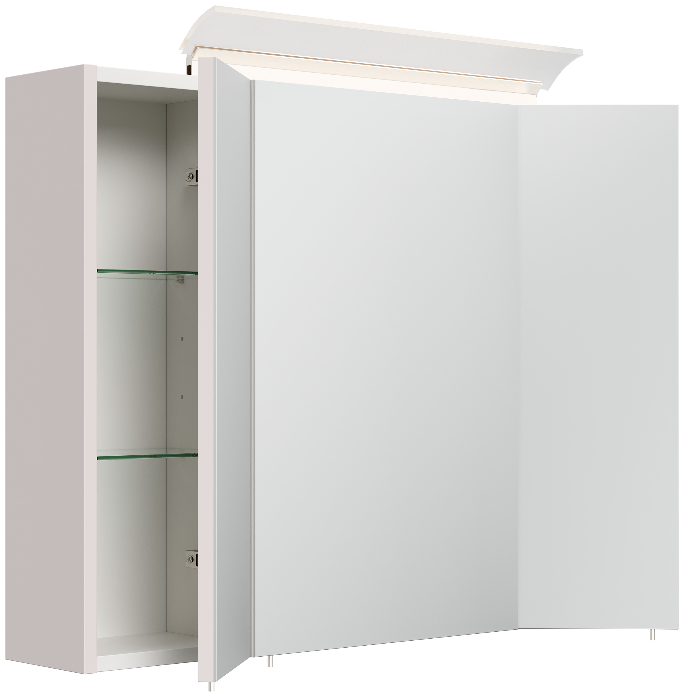 Spiegelschrank 80cm inkl. Design LED-Lampe und Glasböden eiche gold