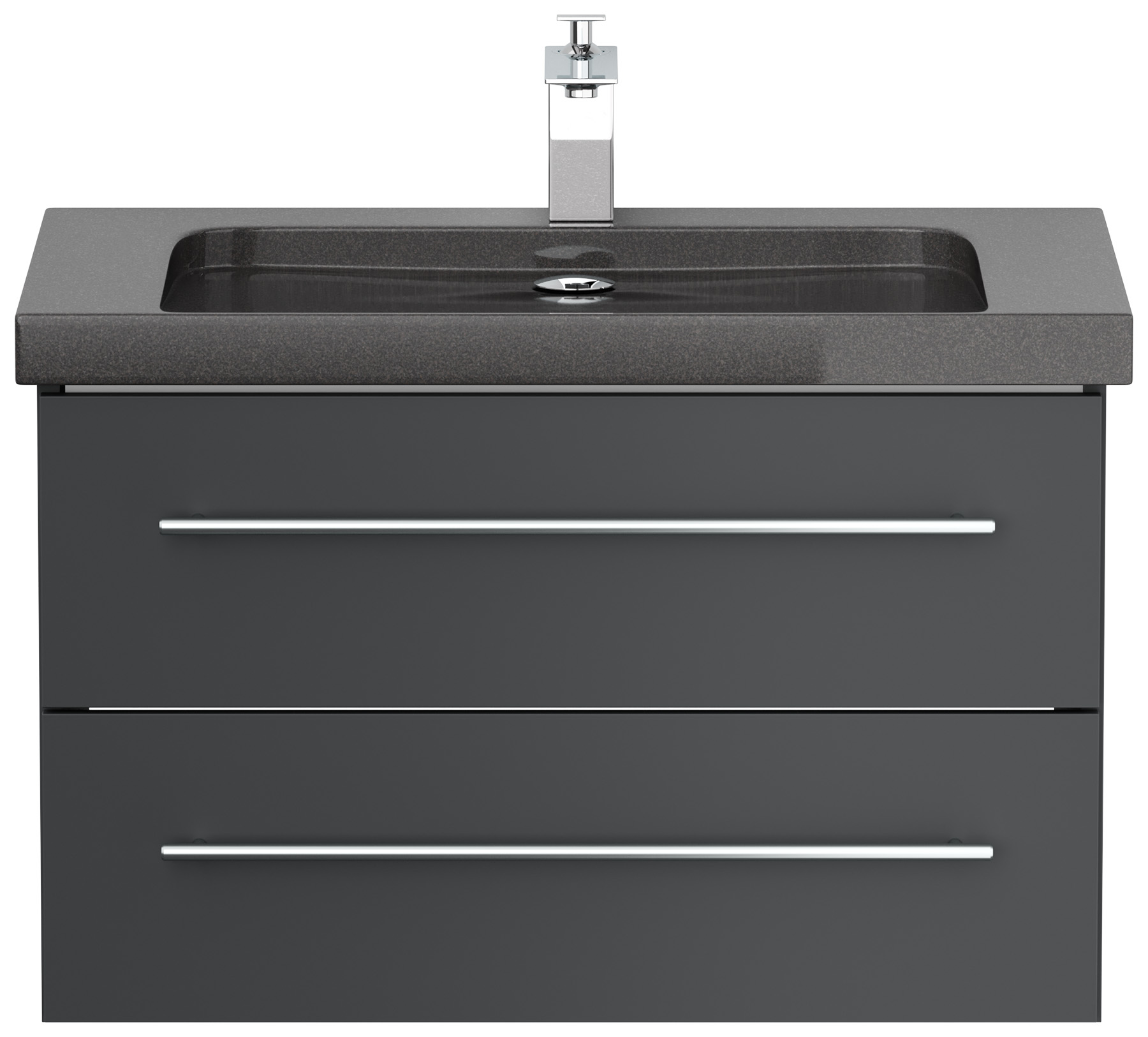 Badmöbel Granit India Black Damo 75 cm 1 Hahnloch SoftClose grafit