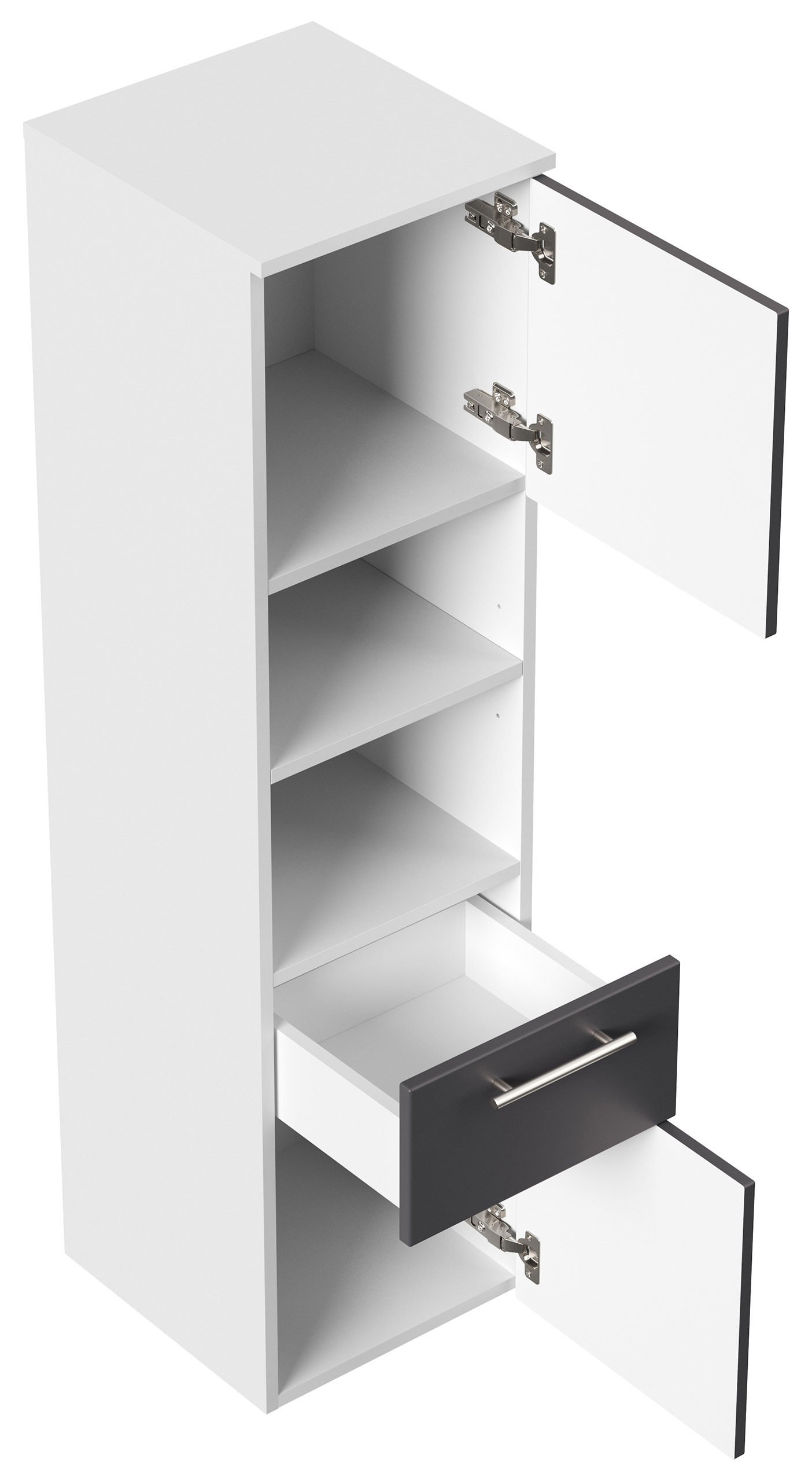 Hochschrank SANTINI 135cm weiss matt mit Fronten in eiche hell
