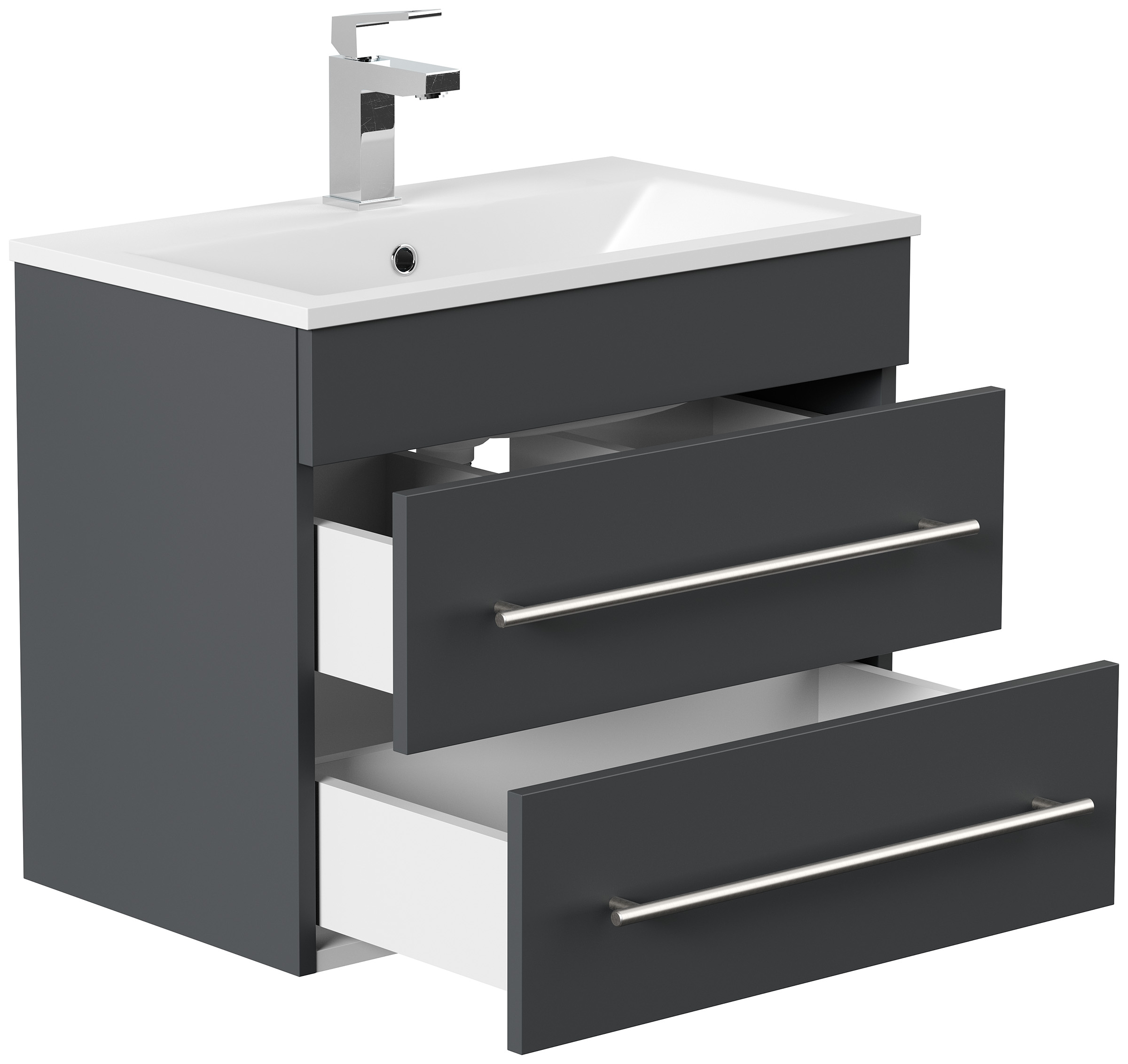 Badmöbel Mona 60x36cm mit 2 SoftClose Schubladen grafit