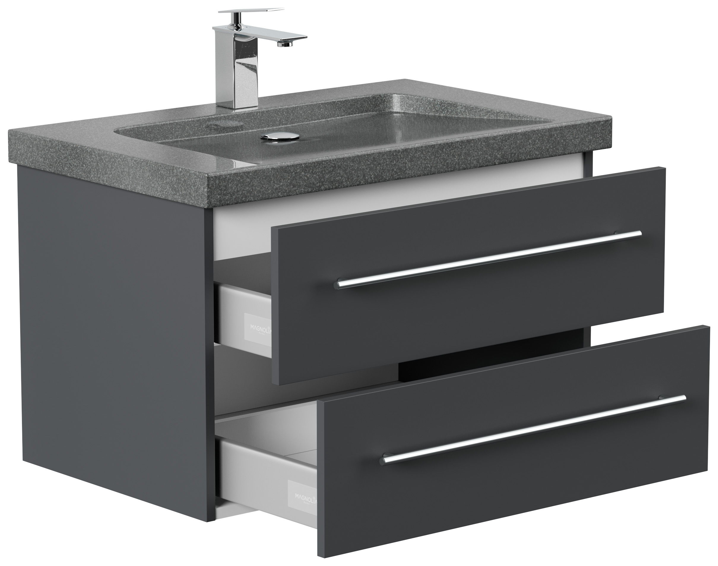 Badmöbel Granit G654 Damo 75cm 1 Hahnloch SoftClose grafit