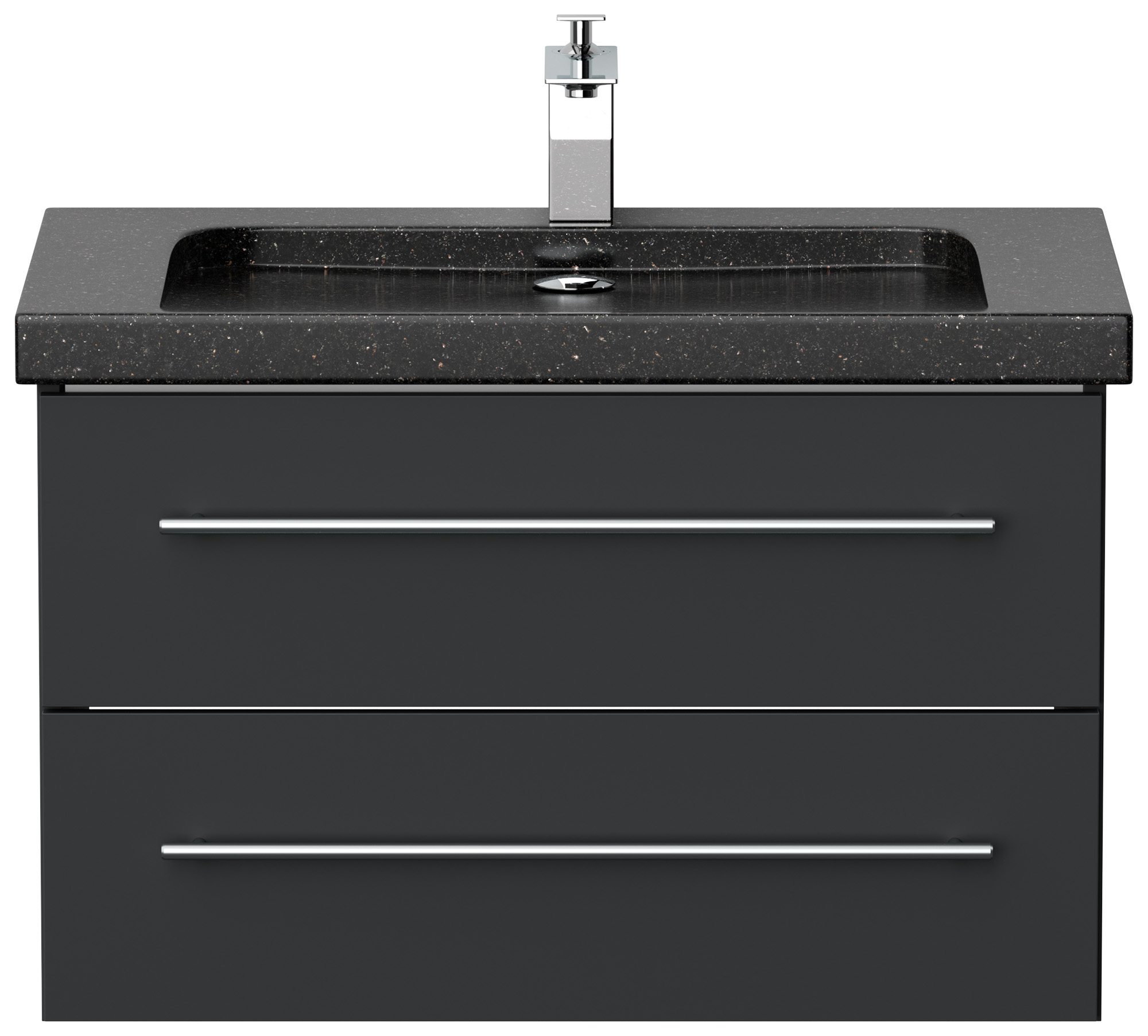 Badmöbel Granit Galaxy Black Damo 75 cm 1 Hahnloch SoftClose weiß hochglanz