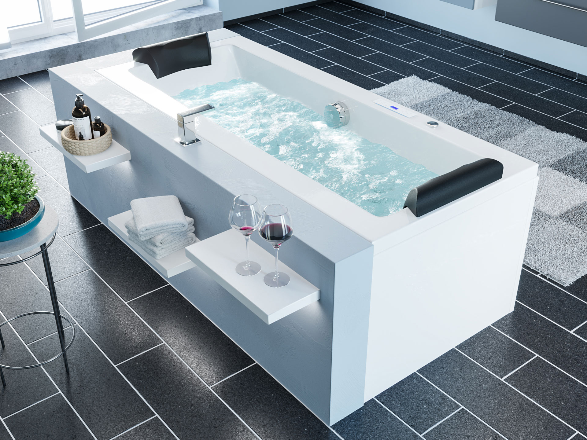 Rechteck Whirlpool Deus 182x80 Made in Germany 20 Massagedüsen mit Armatur