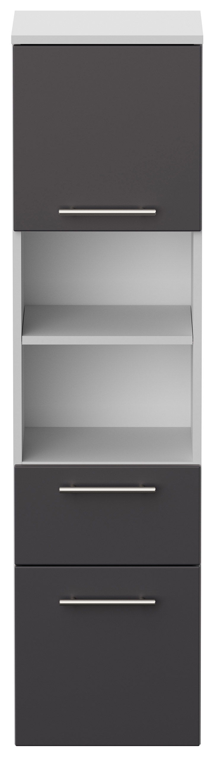 Hochschrank SANTINI 135cm weiss matt mit Fronten in eiche hell