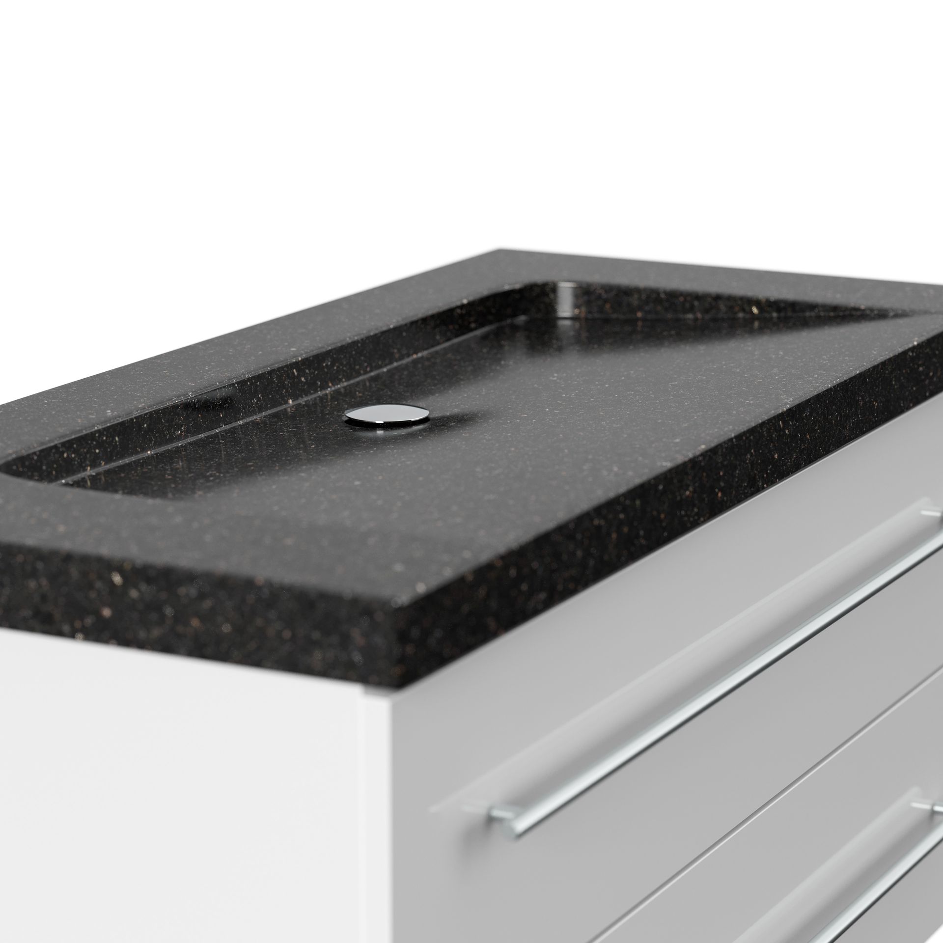 Badmöbel Granit Galaxy Black Damo 100 cm ohne Hahnloch SoftClose grafit