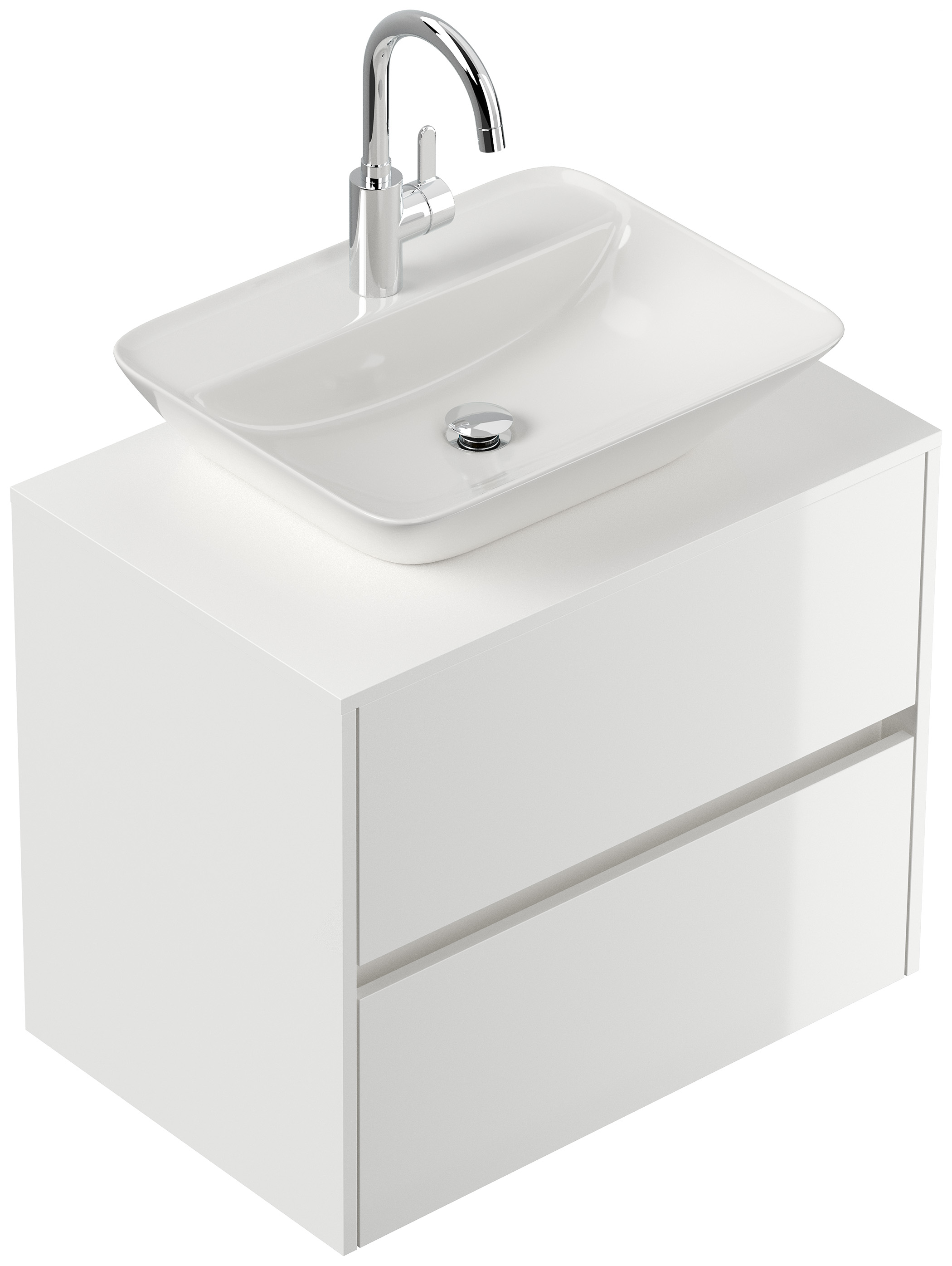 Badmöbel Taifun 80cm mit modernem Aufsatzwaschbecken weiß Hgl