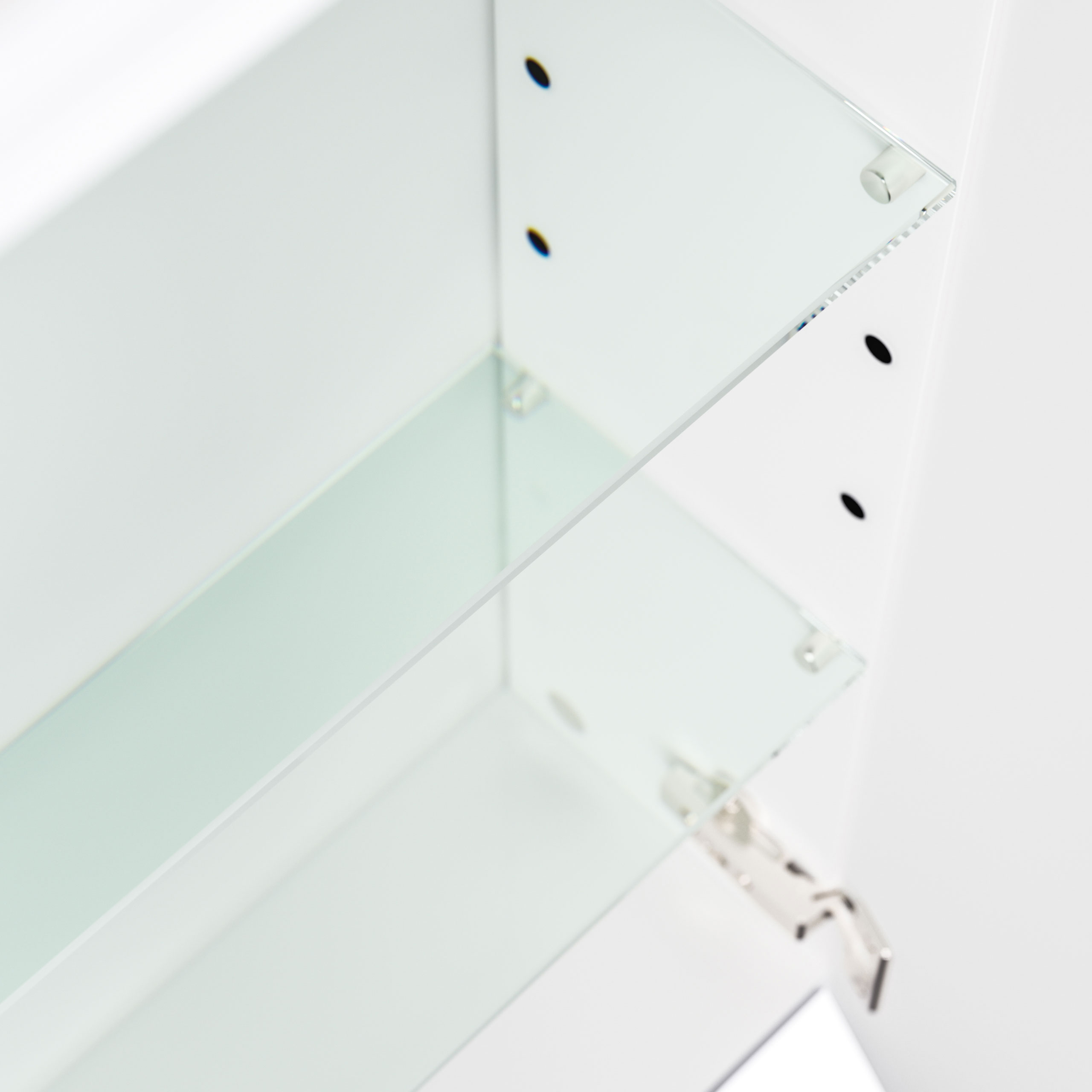 Spiegelschrank 100cm inkl. Design LED-Lampe und Glasböden weiss matt