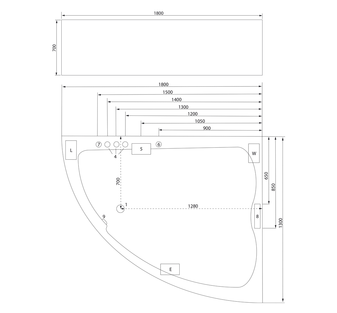 Whirlpool Royal XL 180x130 rechts Made in Germany 21 Düsen Befüllung Überlauf