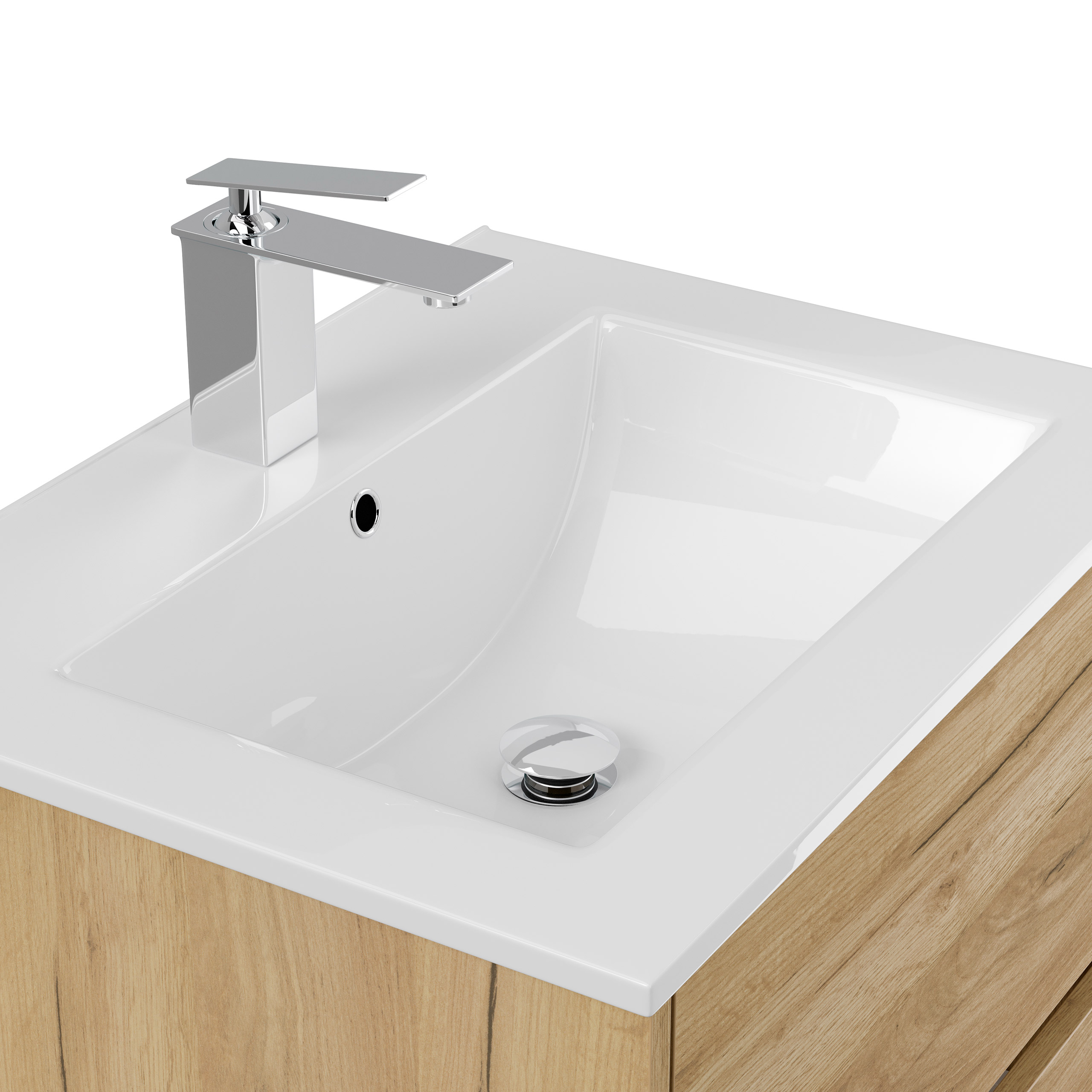 Badmöbelset Taifun 60cm 4tlg mit Spiegelschrank & 2x Badschrank eiche gold