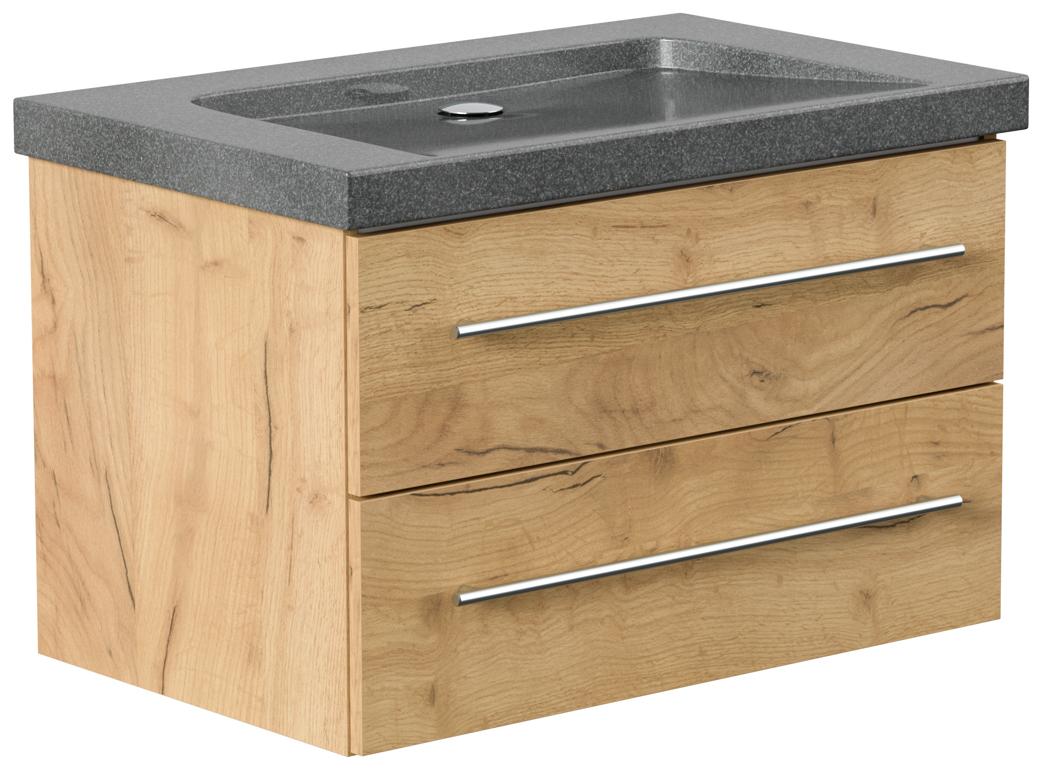 Badmöbel Granit G654 Damo 75 cm ohne Hahnloch SoftClose eiche gold