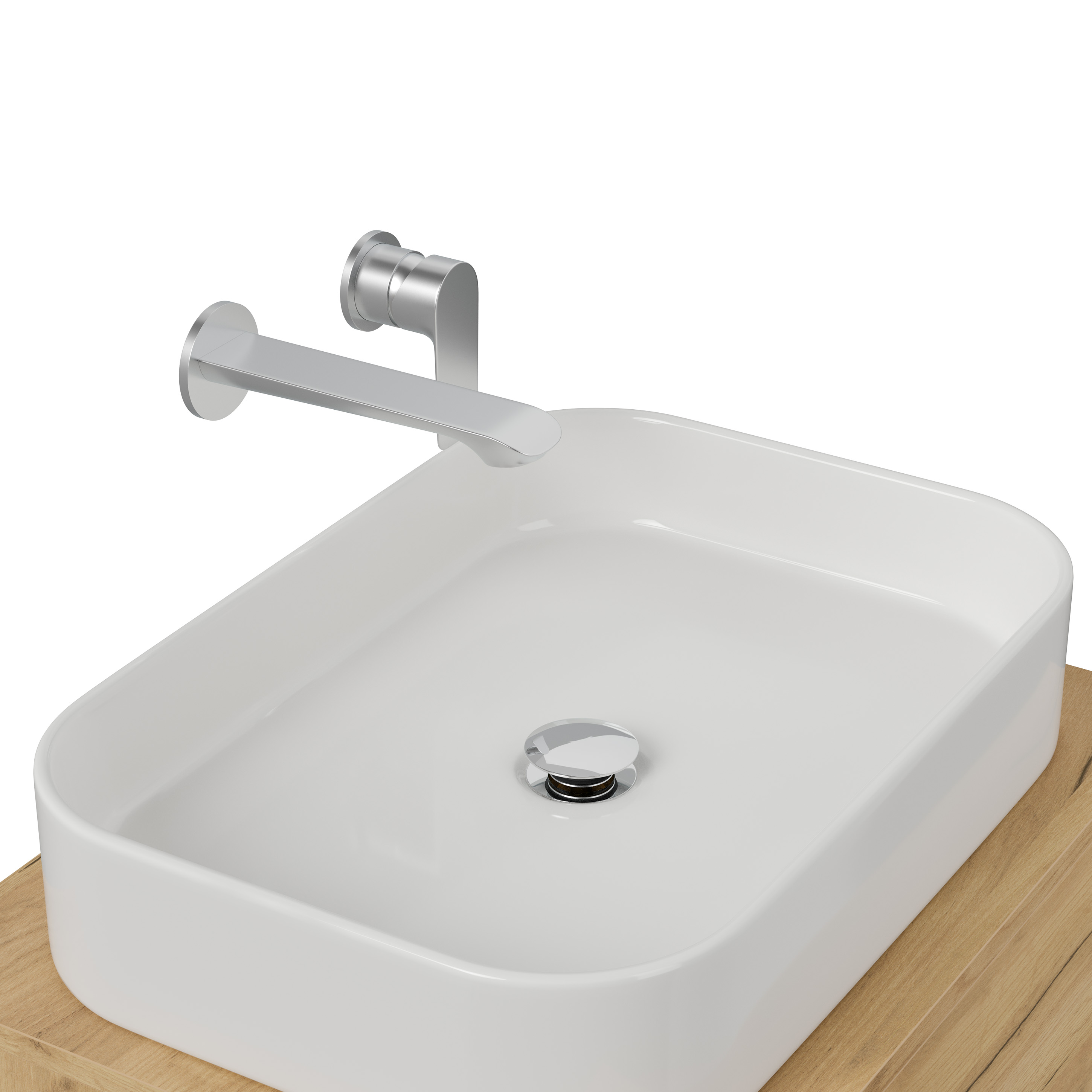 Badmöbel Taifun 60cm mit rechteckigem Aufsatzwaschbecken weiß Hgl