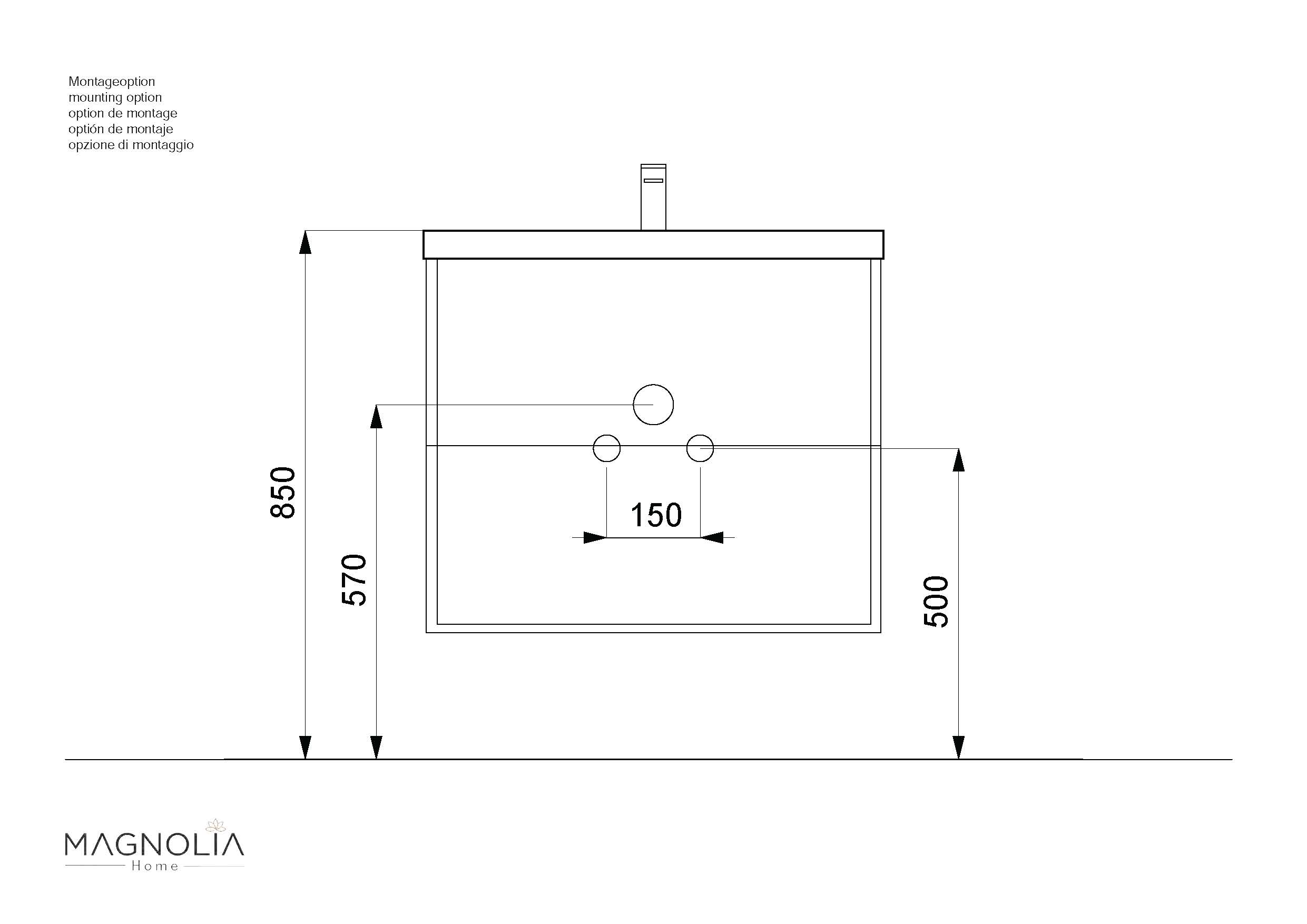 Badmöbel Mona 60x36cm mit 2 SoftClose Schubladen grafit