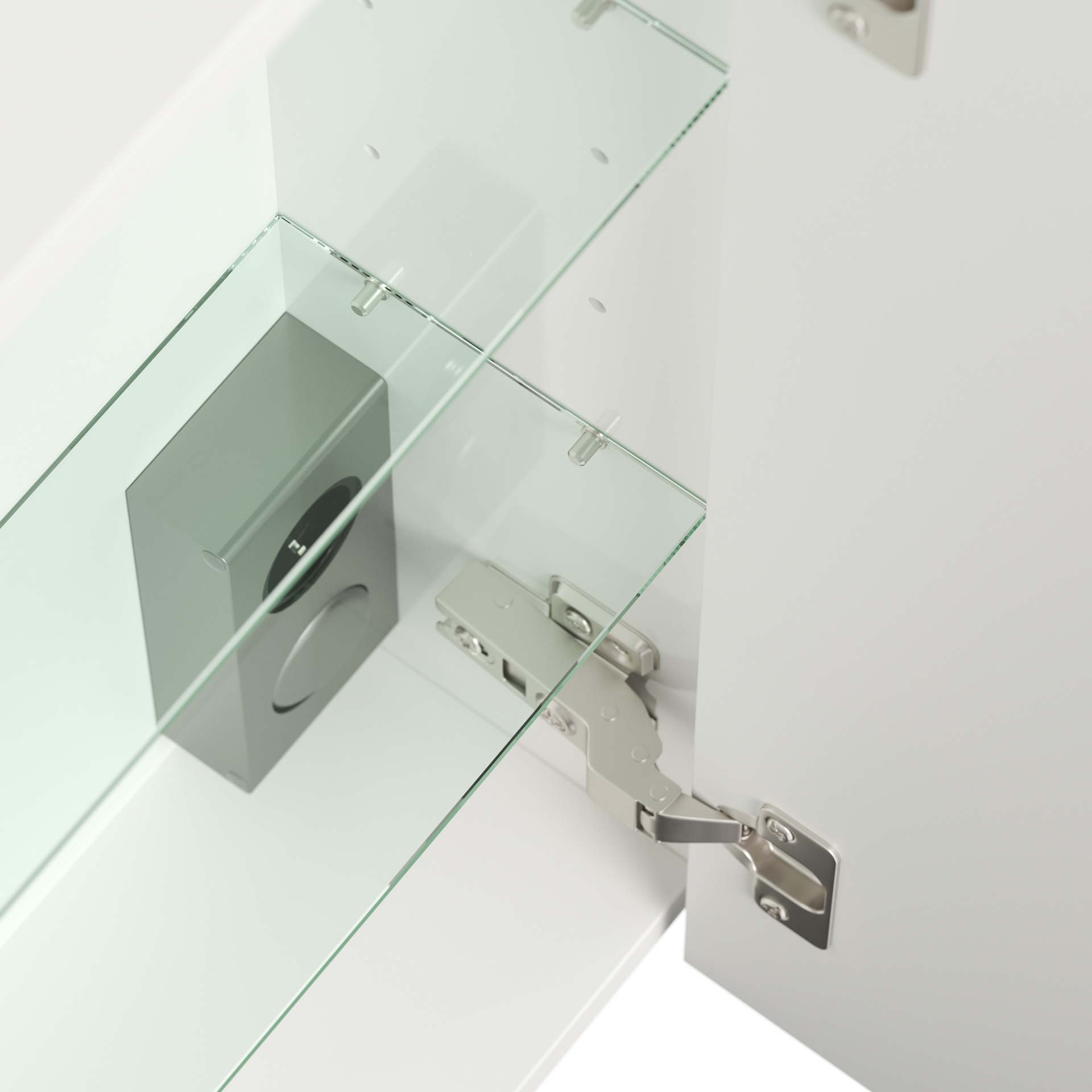 Spiegelschrank 80cm inkl. Design LED-Lampe und Glasböden eiche gold