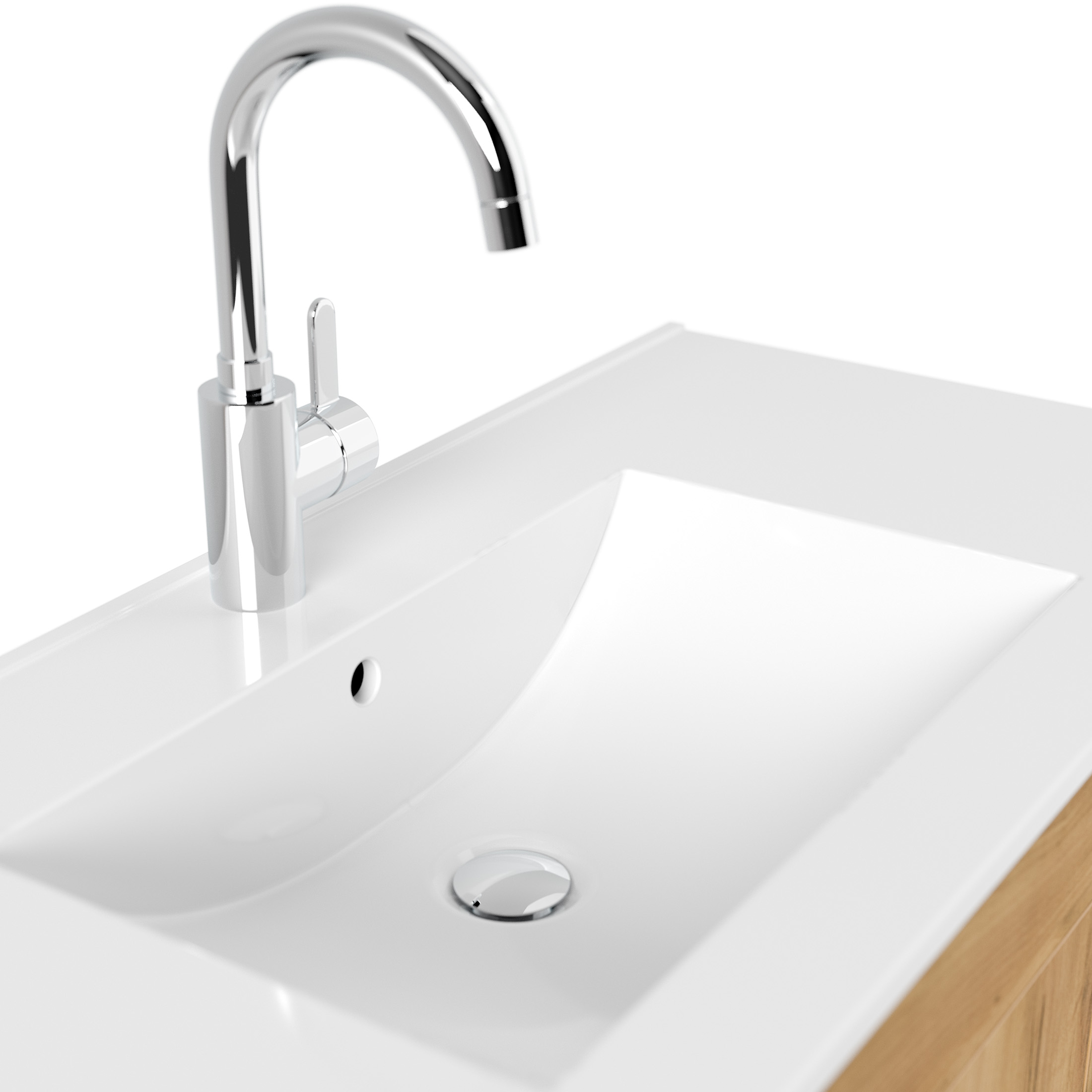 Badmöbel Venezia weiss hochglanz Waschtisch mit 3 Softclose Türen
