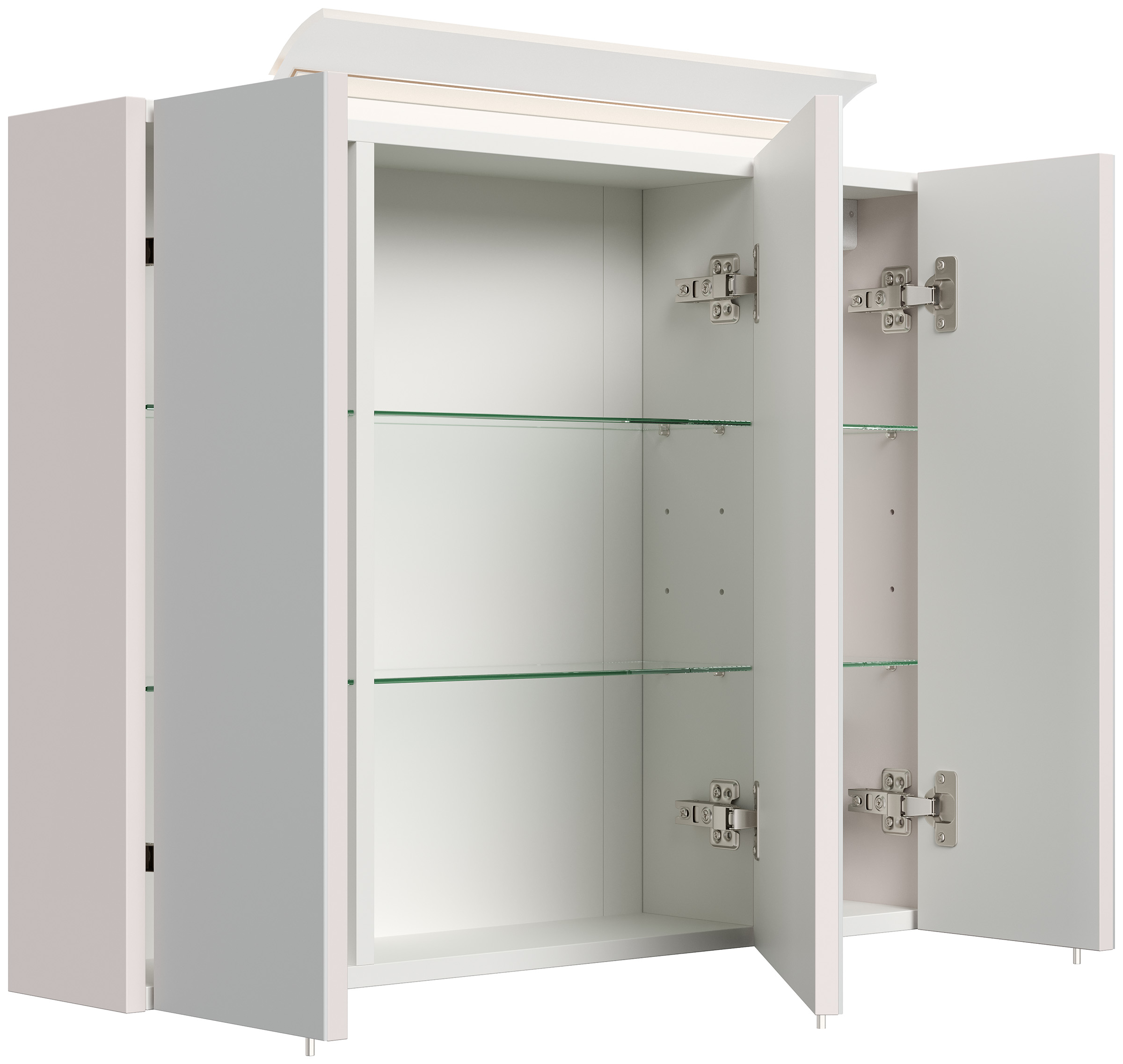 Spiegelschrank 80cm inkl. Design LED-Lampe und Glasböden eiche gold