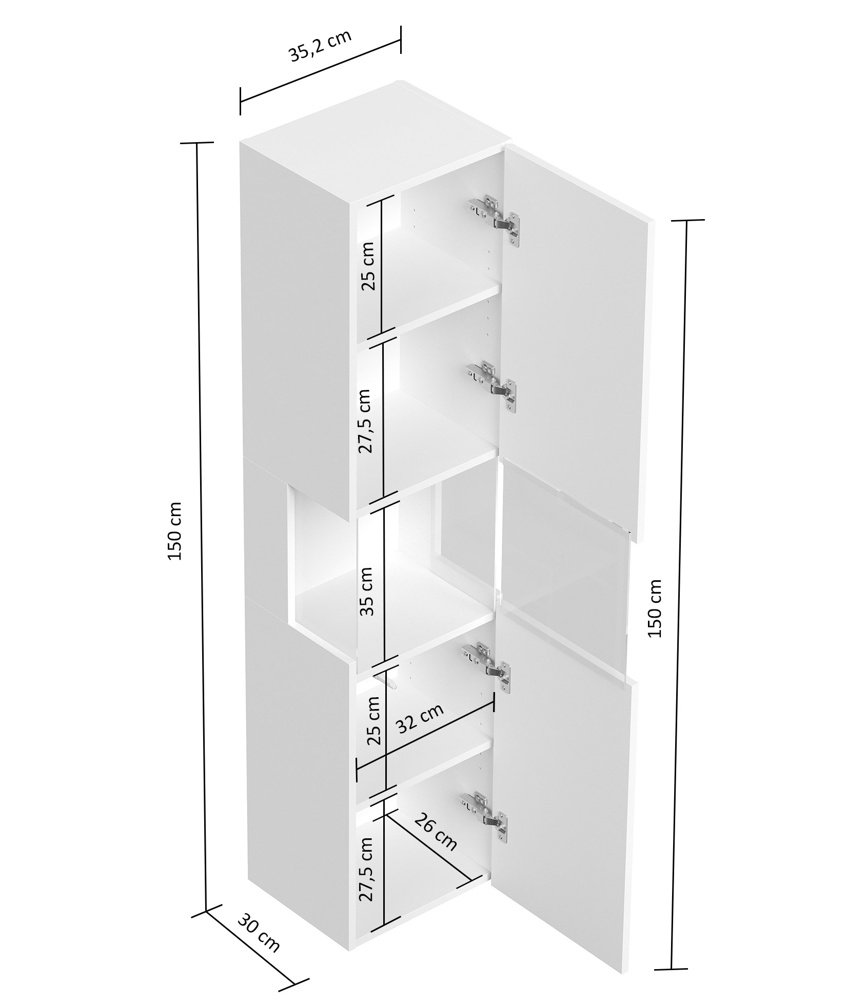 Badmöbelset Taifun 170cm 4tlg mit 2x Spiegelschrank & Seitenschrank eiche gold