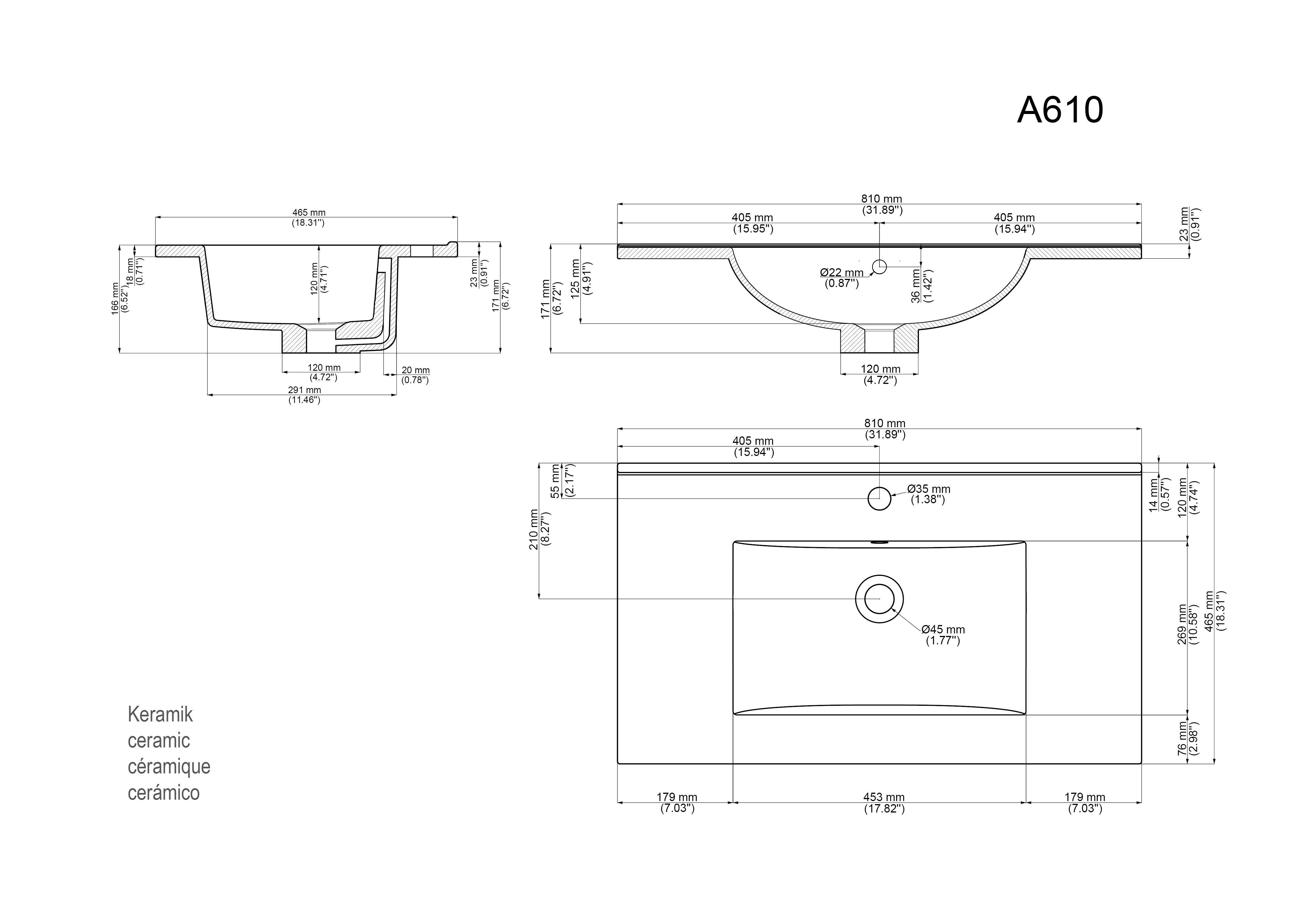 Badmöbel Taifun & Waschtisch 80 cm 2 Greifraum SoftClose Auszüge Grafit